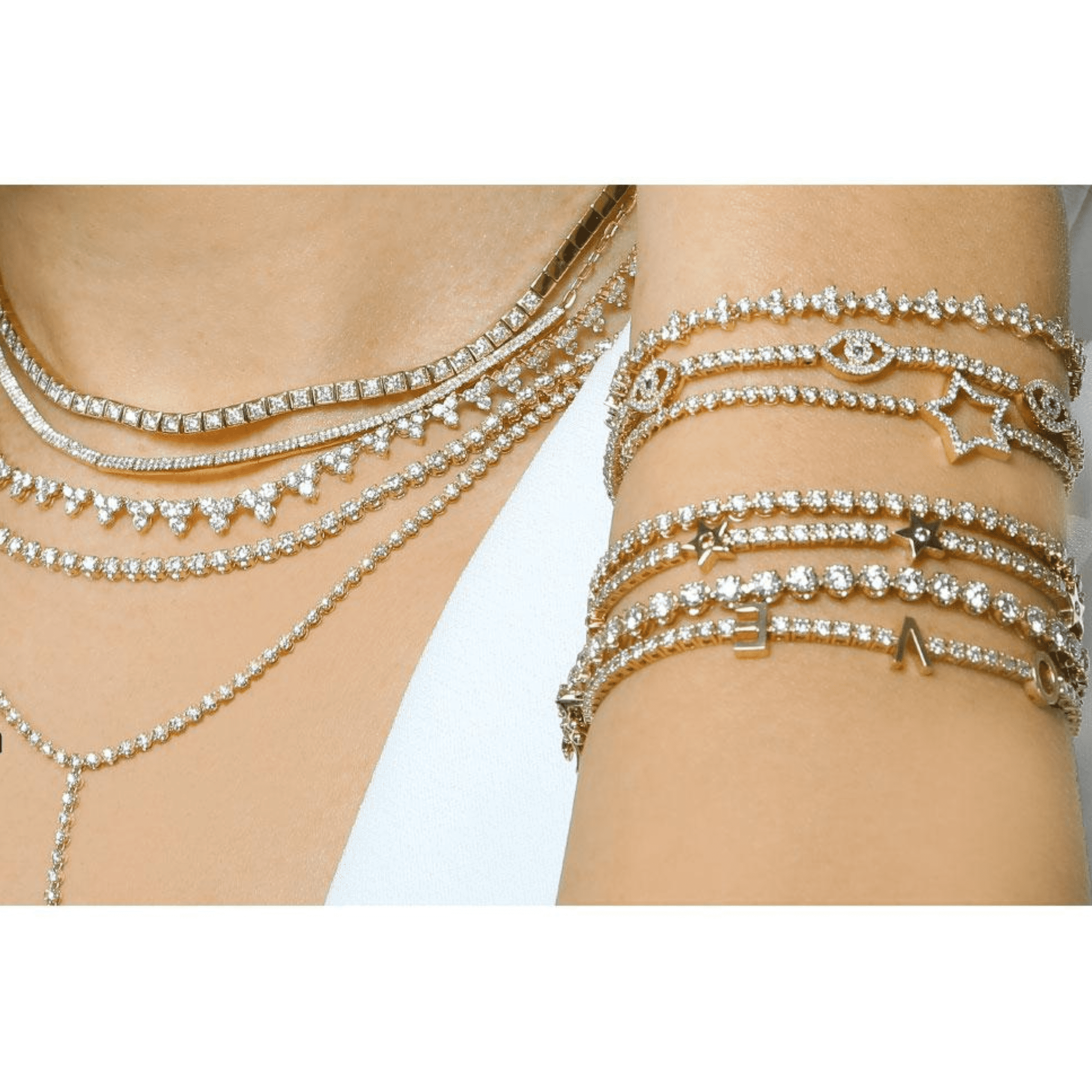 Trio Diamond Double Chain Necklace.