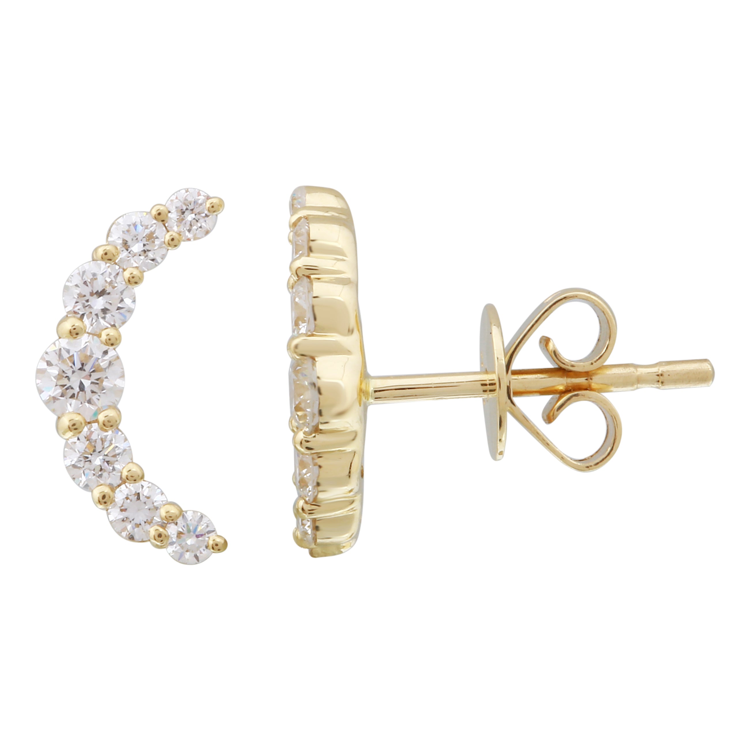 Lab Lab Grown Crescent Moon Studs.