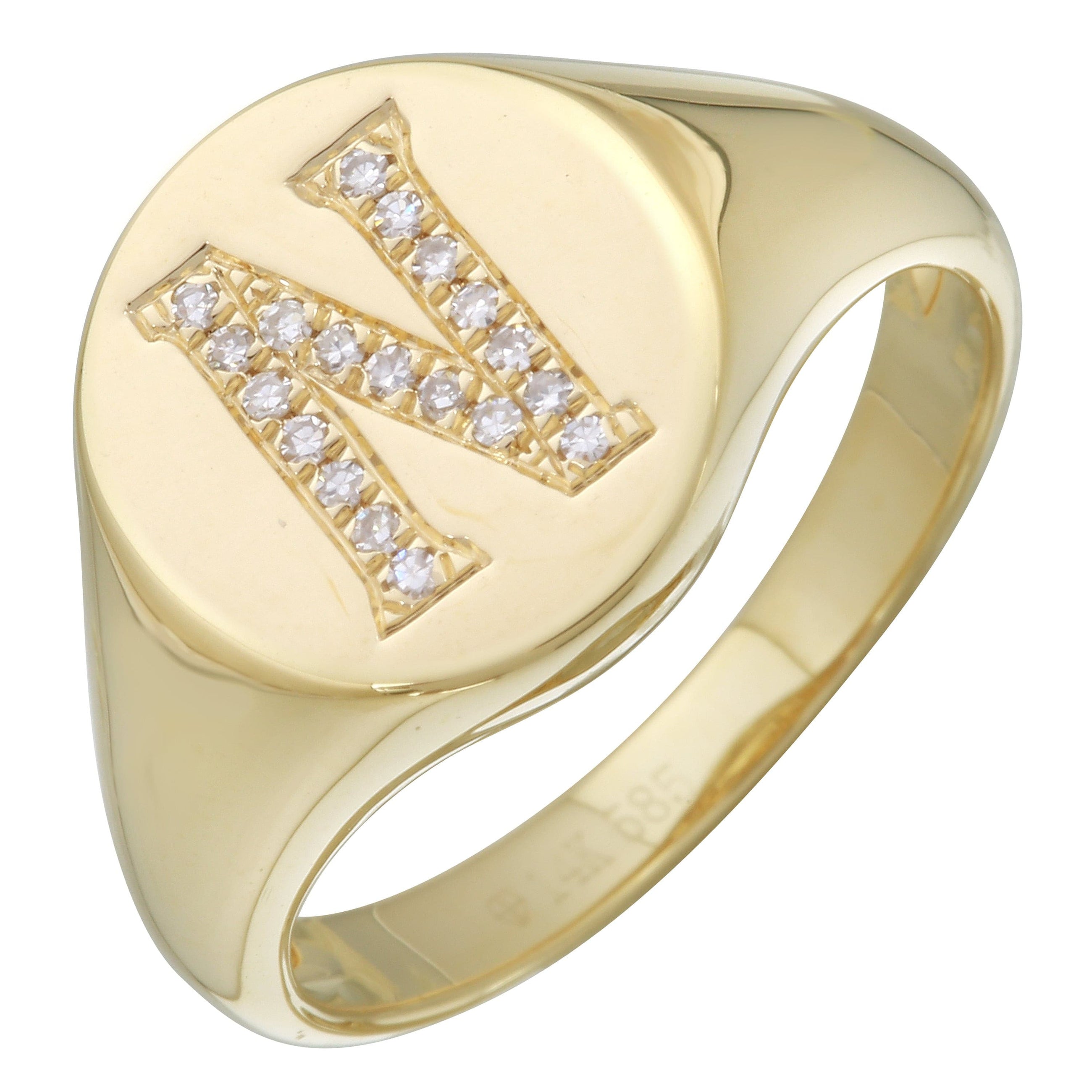 Diamond Initial Signet Ring.