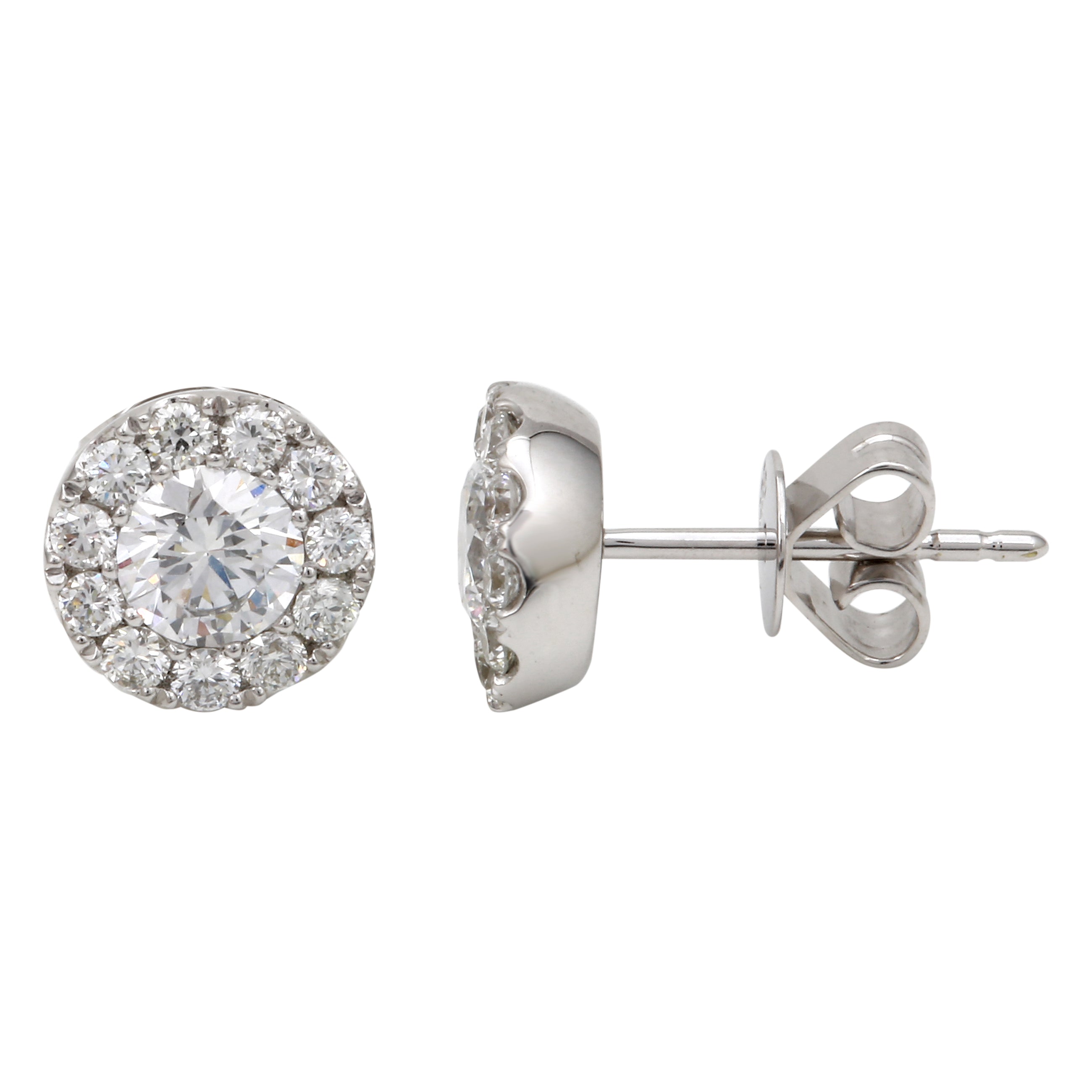 Diamond Halo Stud Earrings.