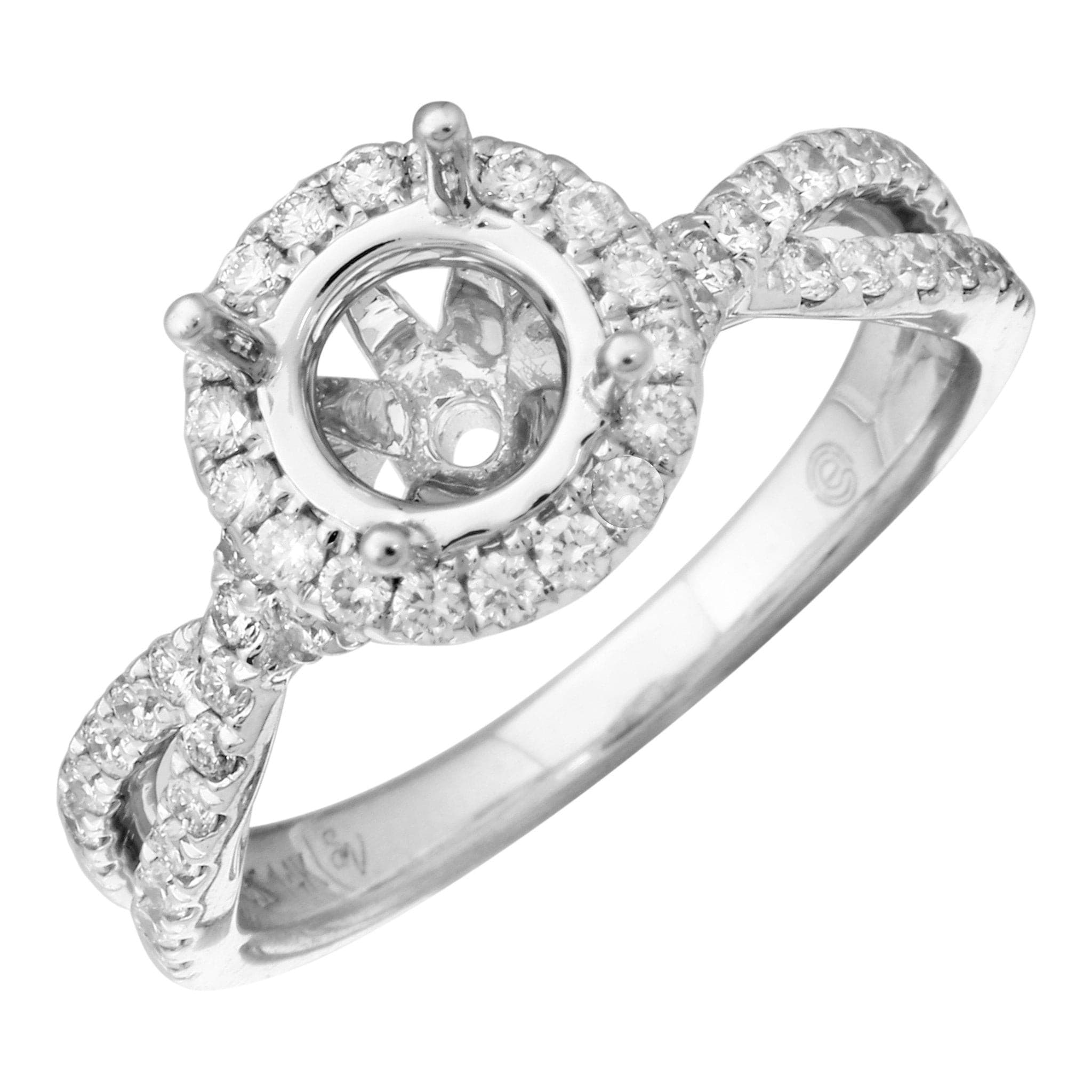 14k White Gold StarVinci™ Created Diamond Semi-Mount Wedding Ring (1/2 cttw, E-F Color, VS2-SI1) - ecomarkdiamonds