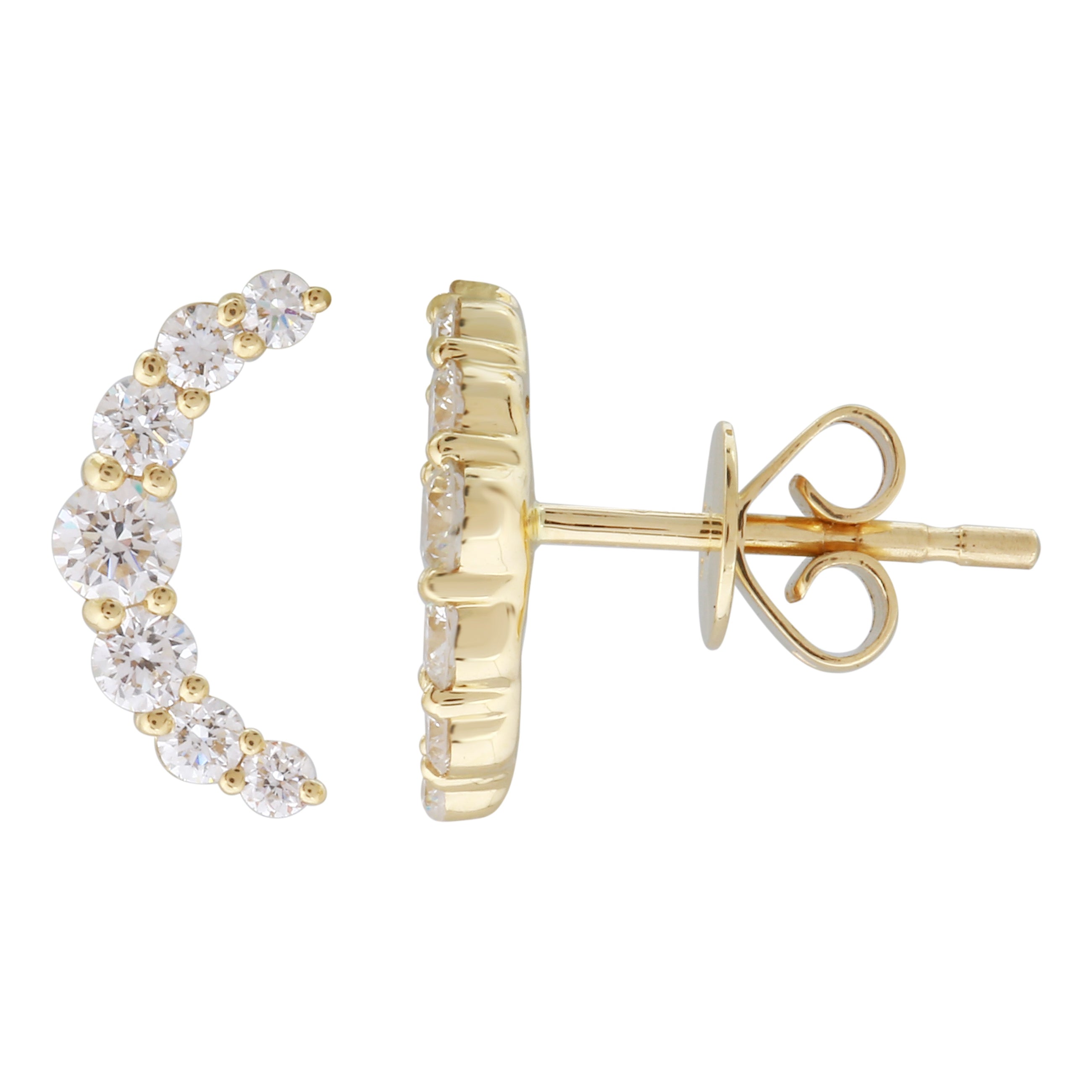 Lab Lab Grown Crescent Moon Studs.