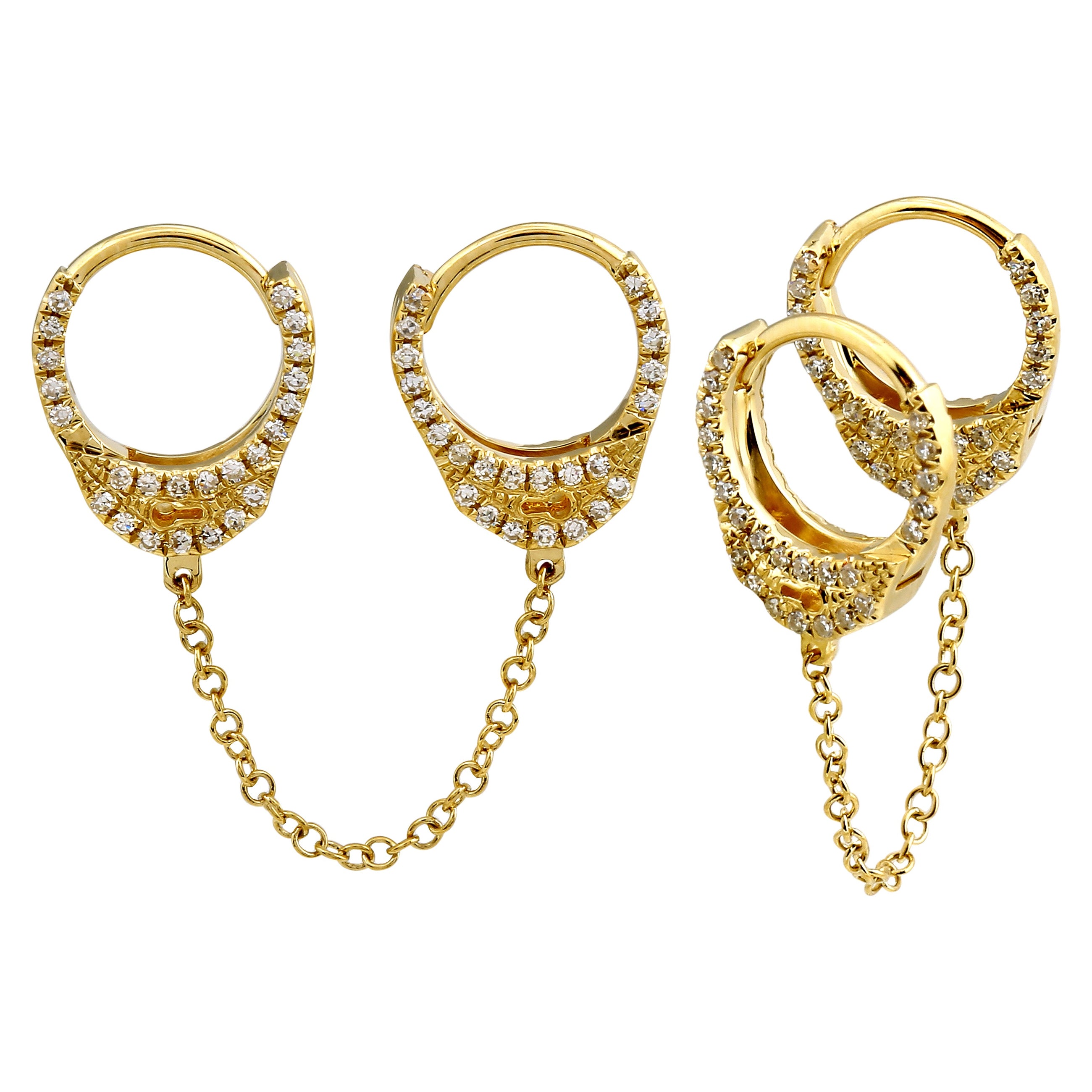 Diamond Double Handcuff Hoop Earring.