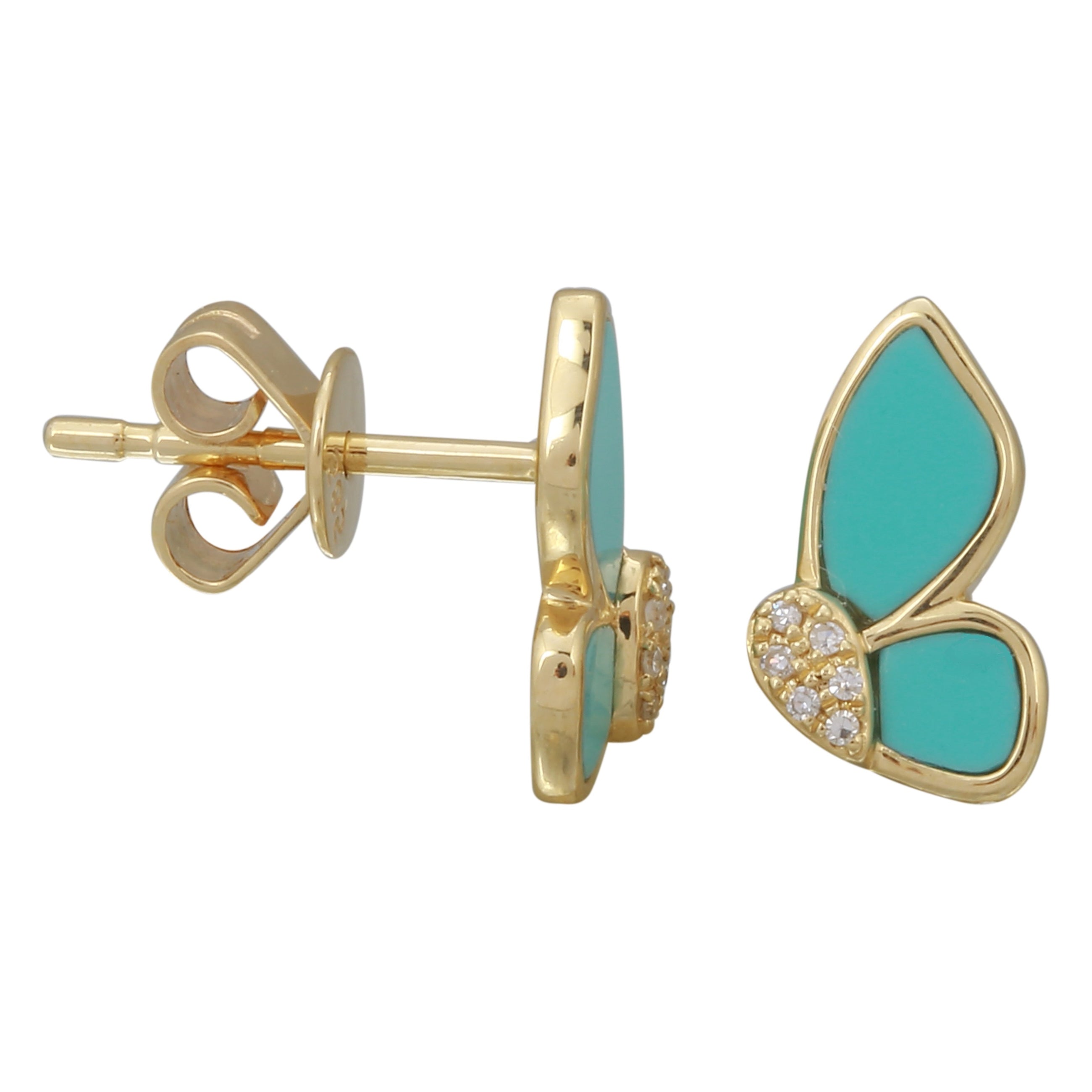 Turquoise Butterfly Profile Studs.