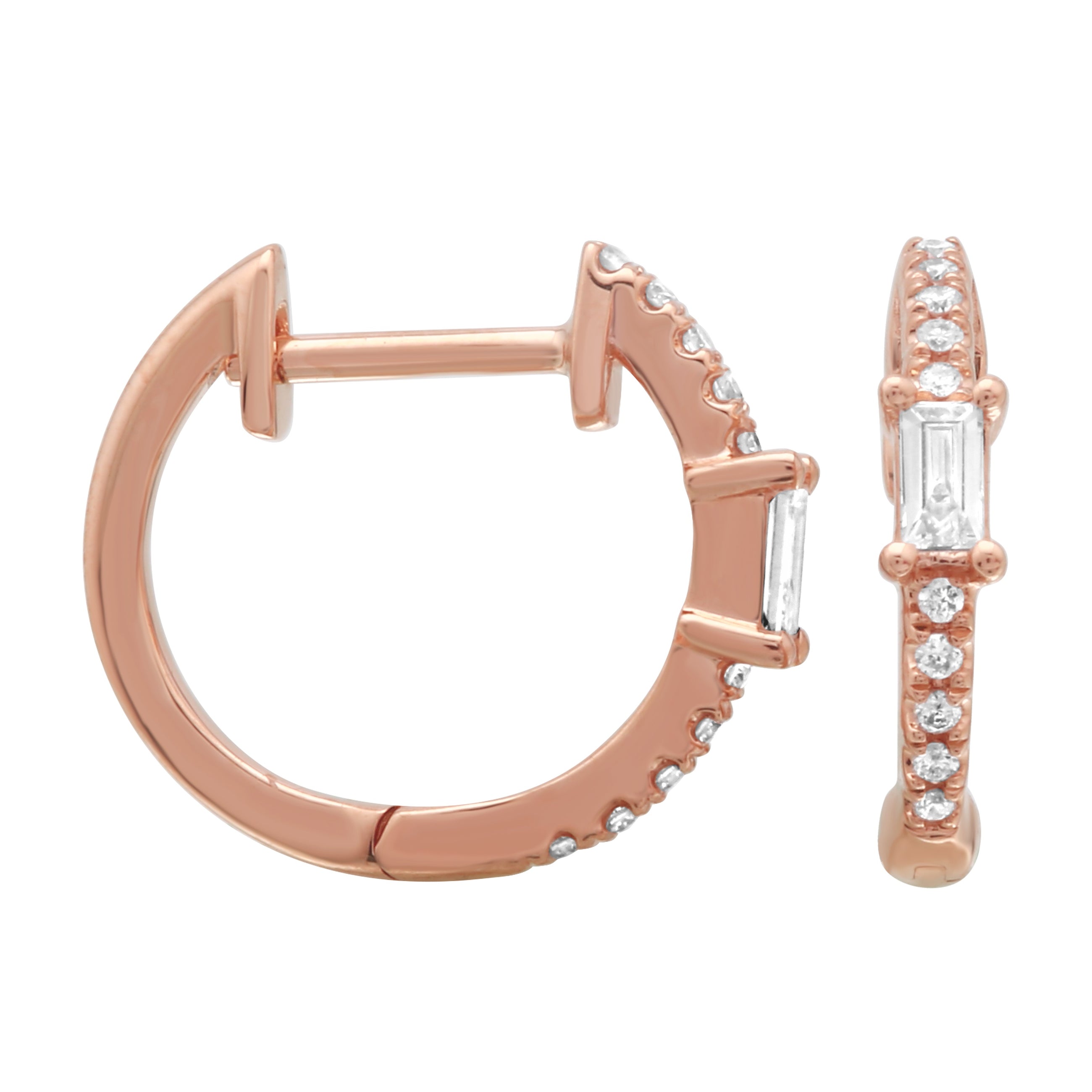 Rose Gold Baguette Hoops.