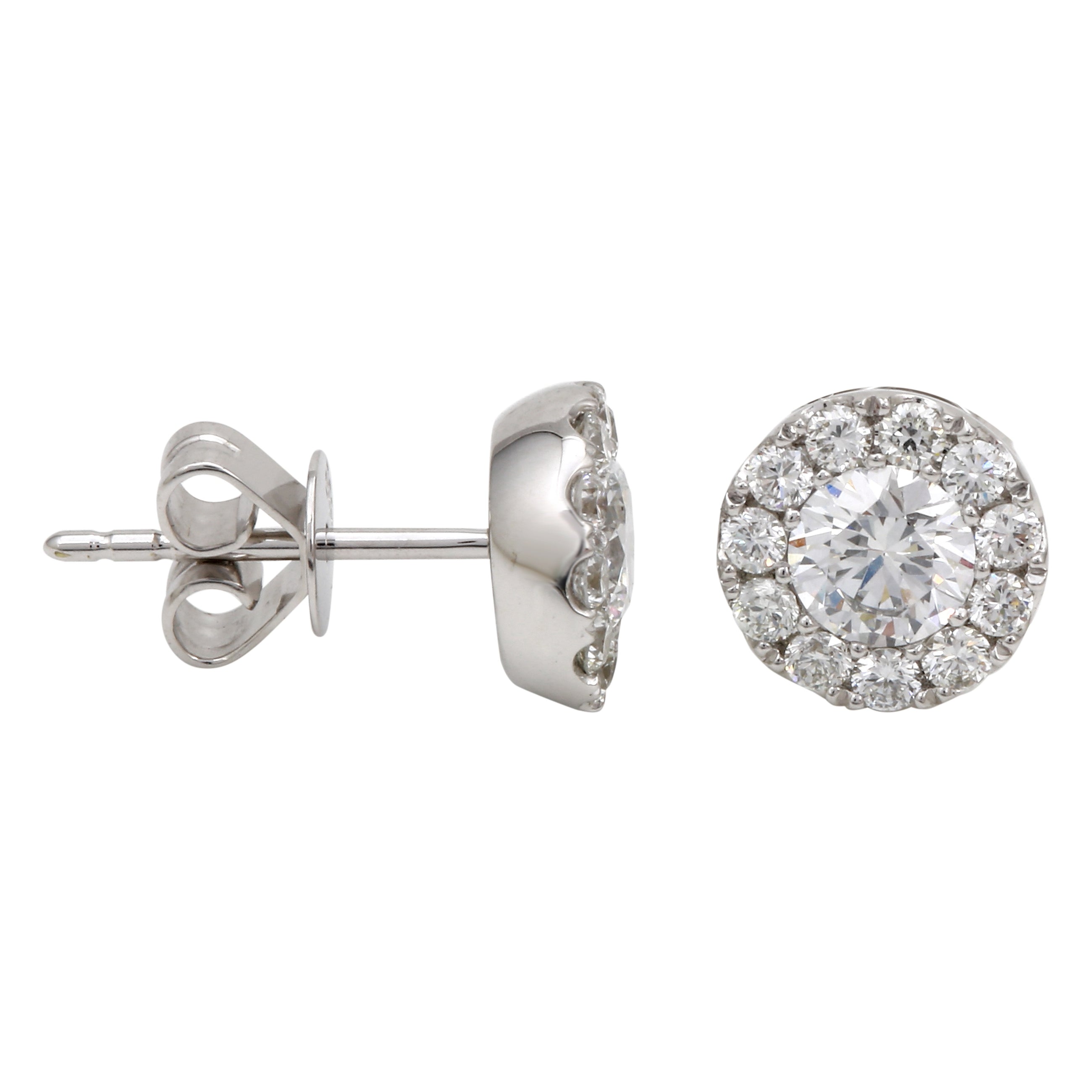 Diamond Halo Stud Earrings.