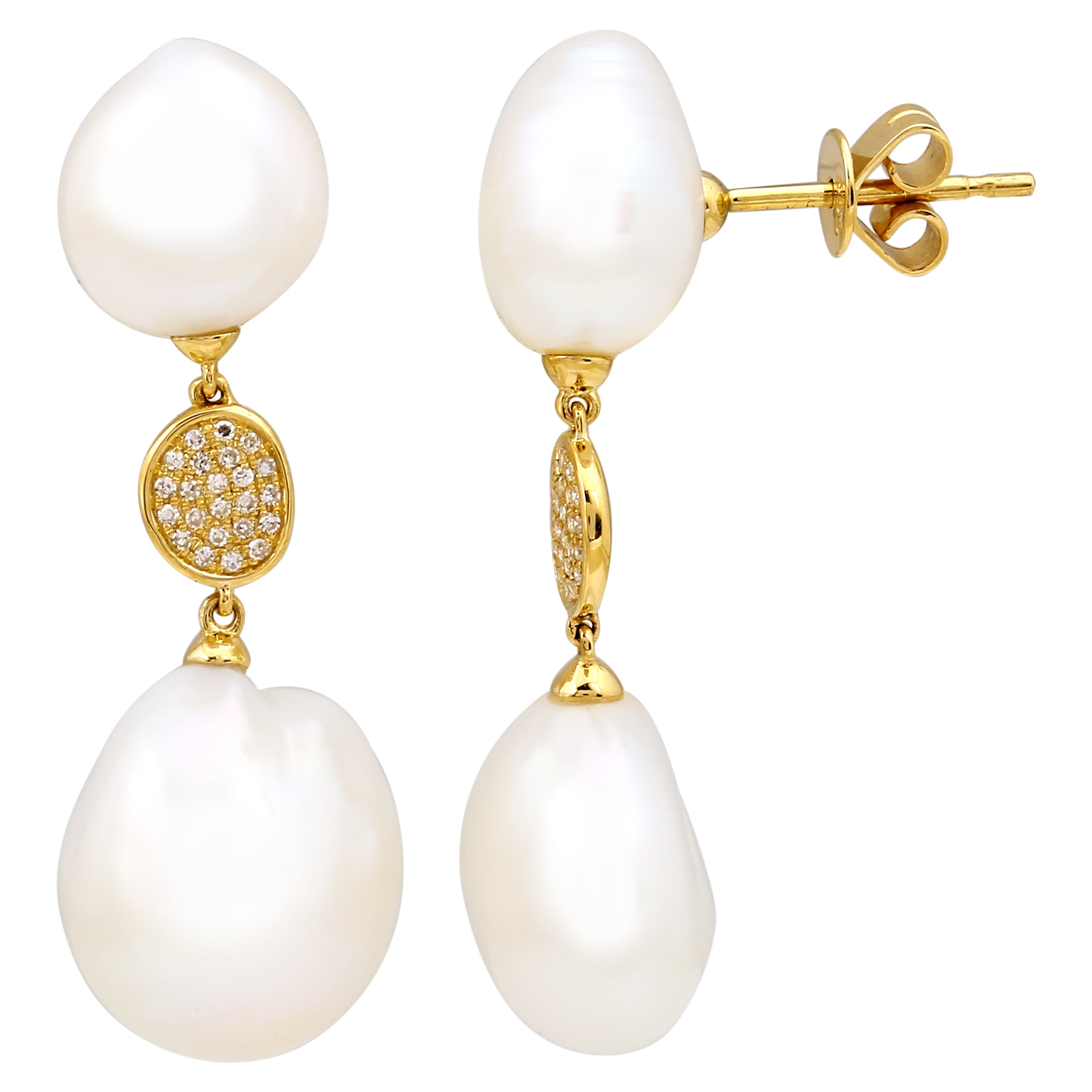 Dangling Pearl Drop Studs.
