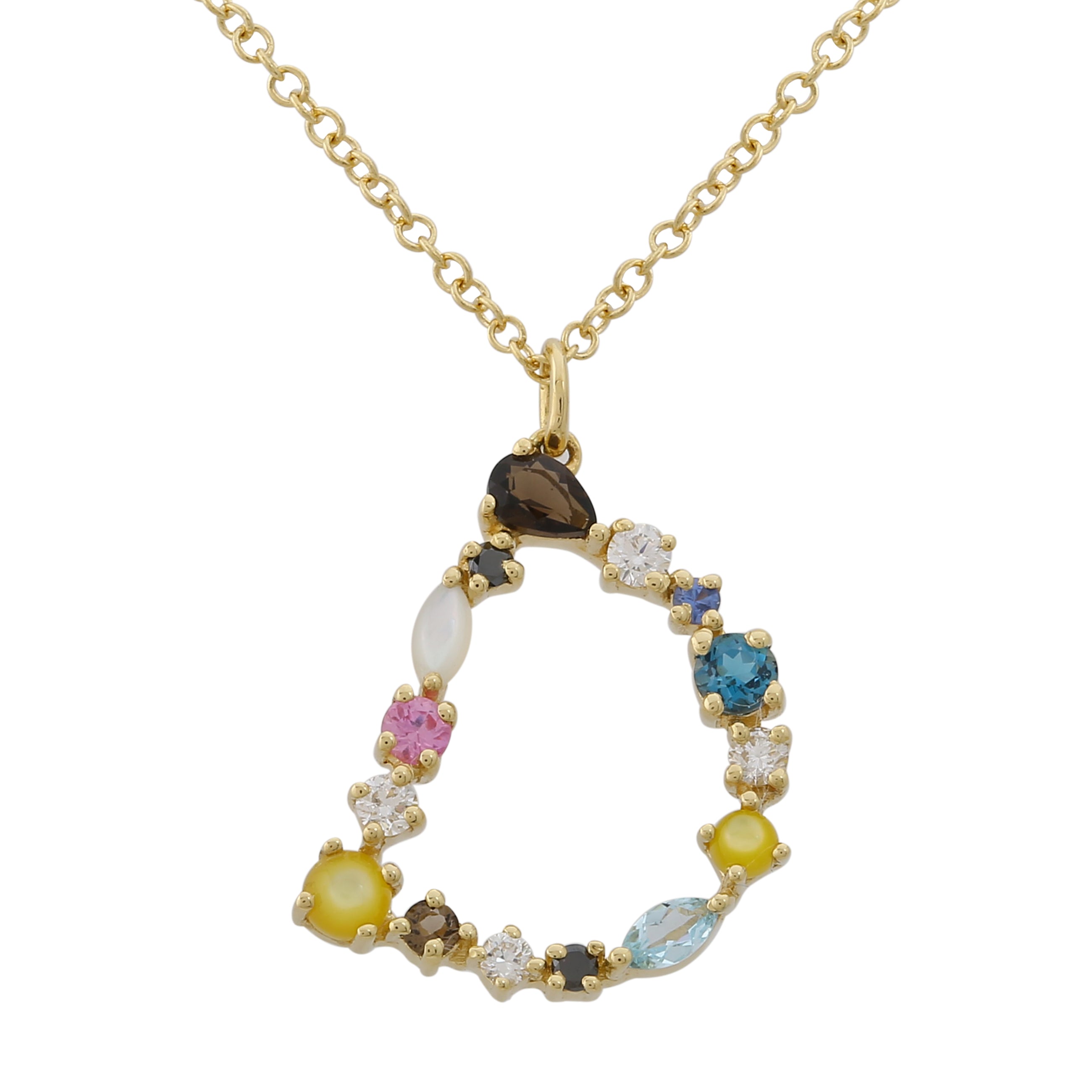 Multi Gemstone Alphabet Necklace.