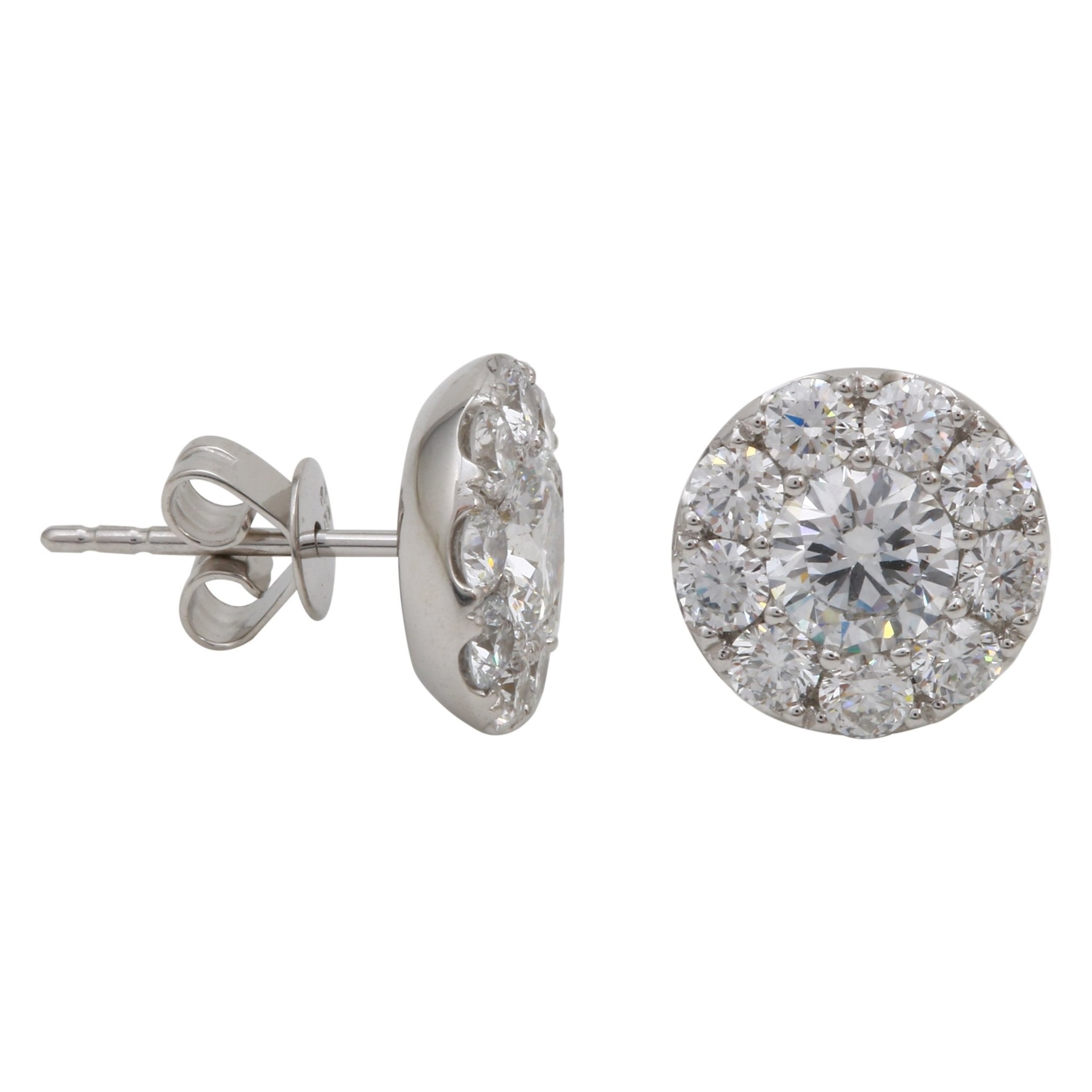 Diamond Halo Stud Earrings.