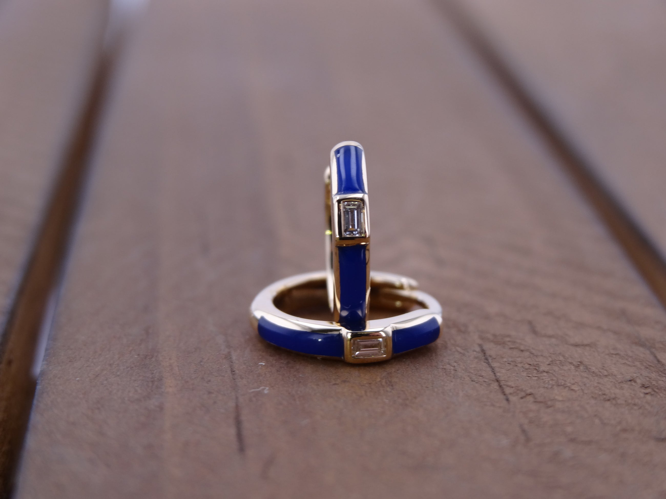 Blue Enamel Huggies.