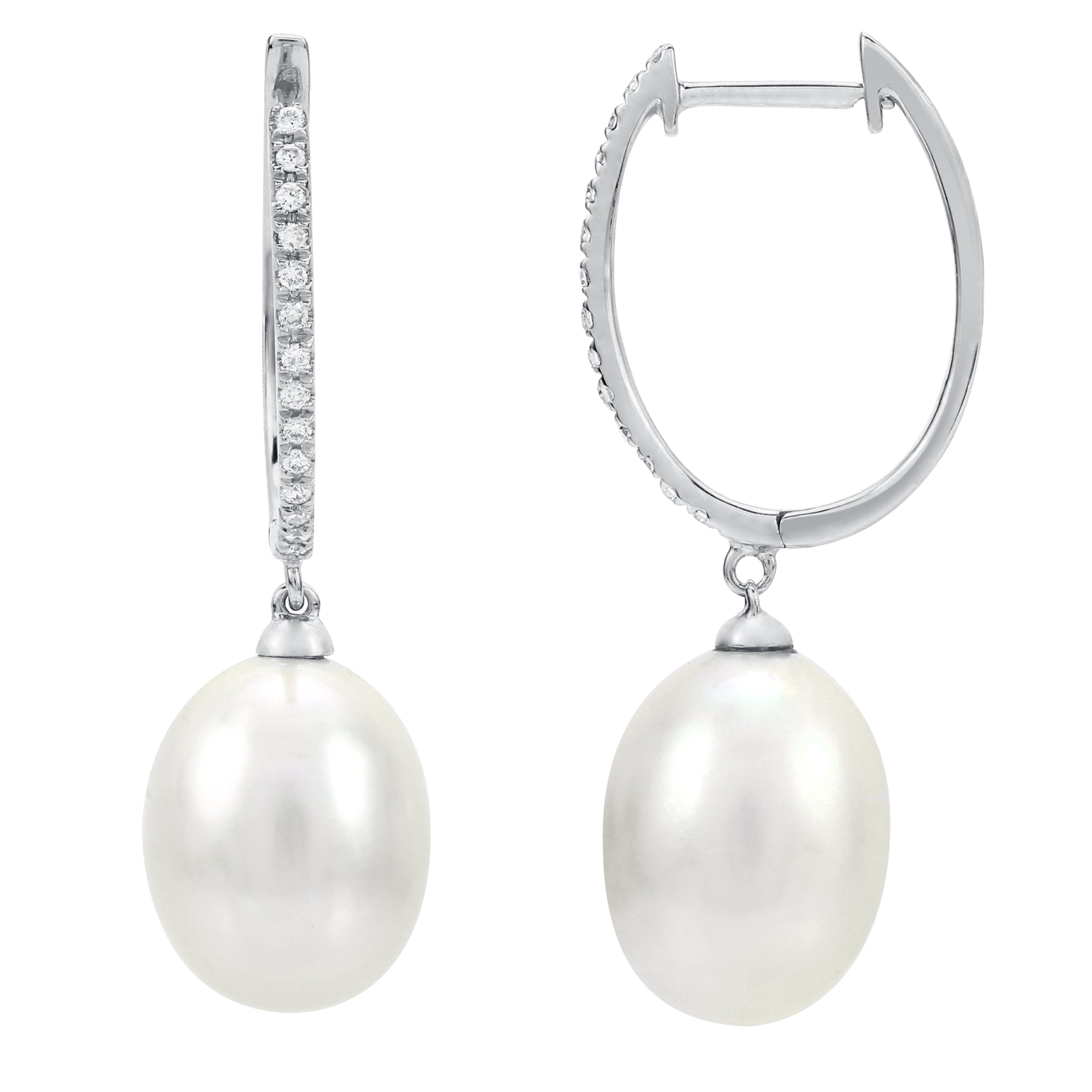 Pearl Dangle Oval Huggies.