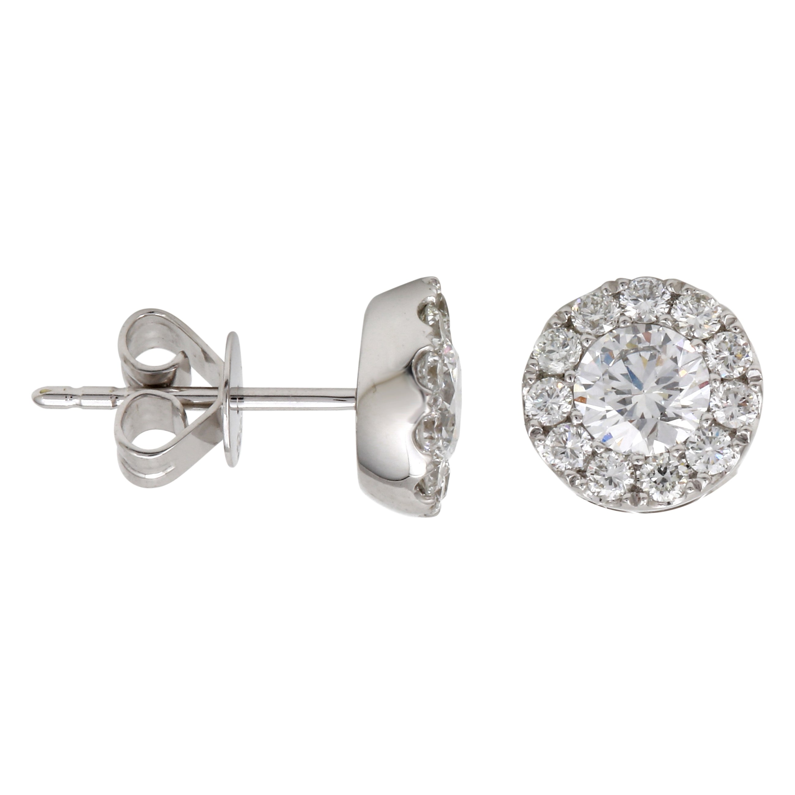 Diamond Halo Stud Earrings.
