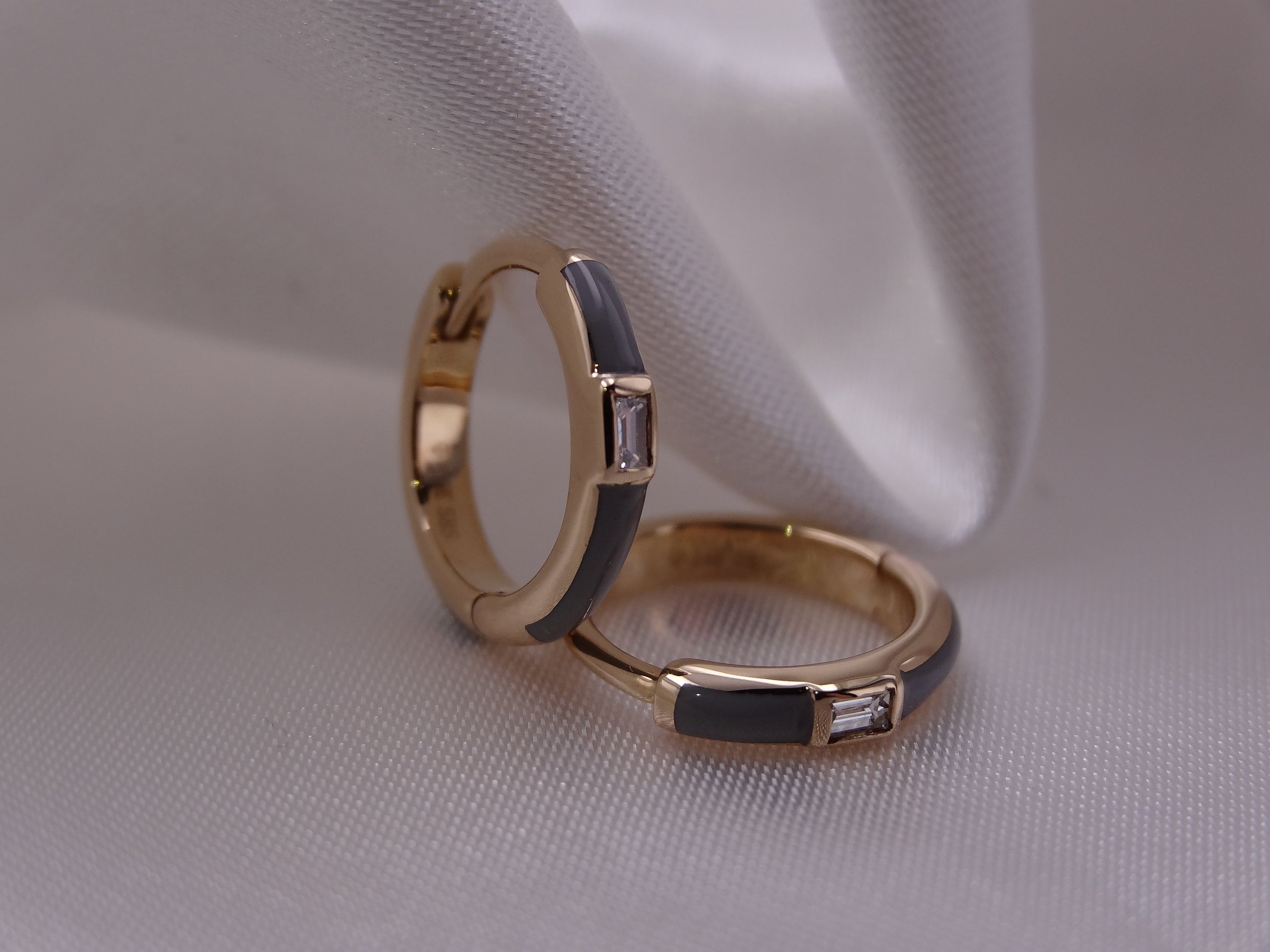 Grey Enamel Huggies.