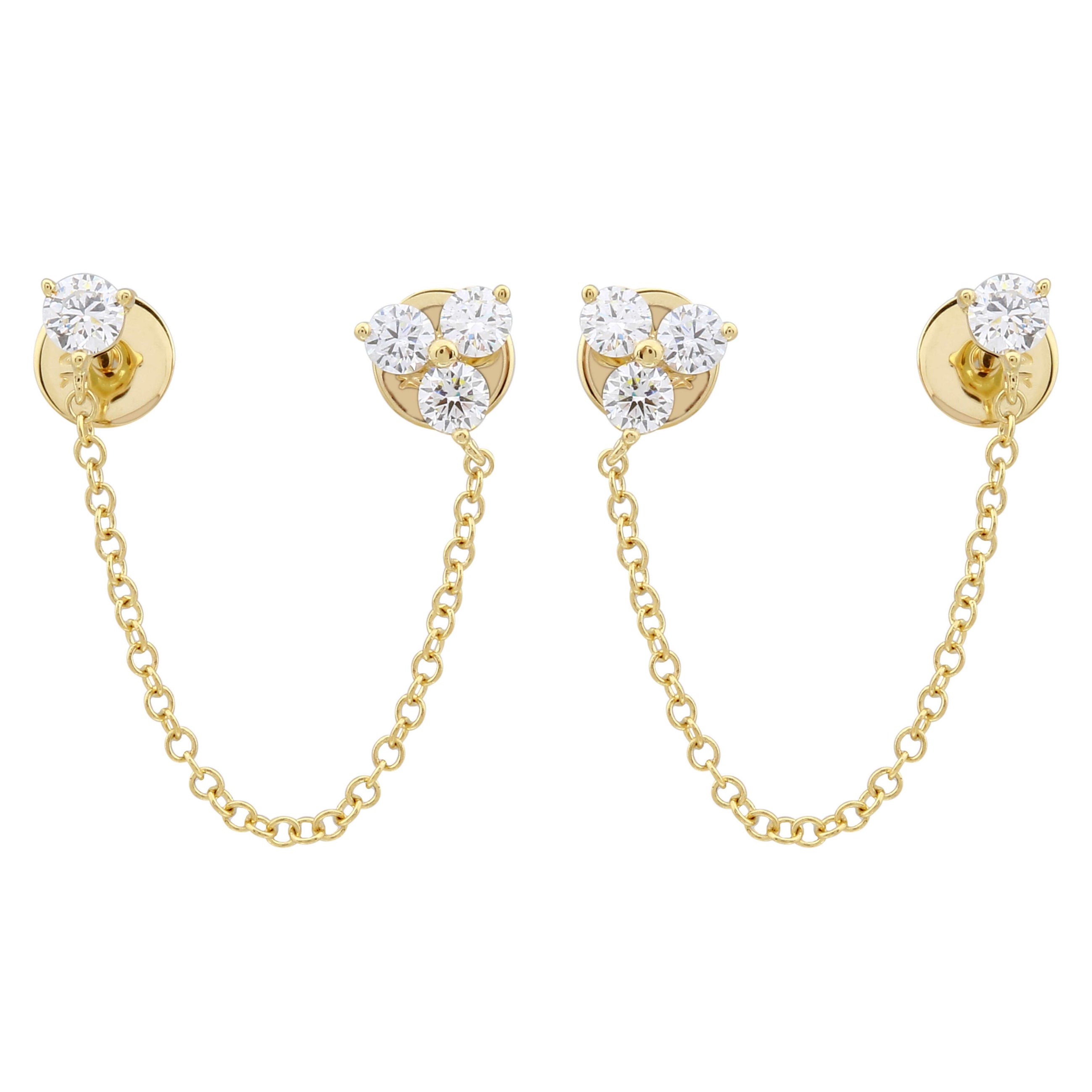 Chain Link Double Stud Earrings.