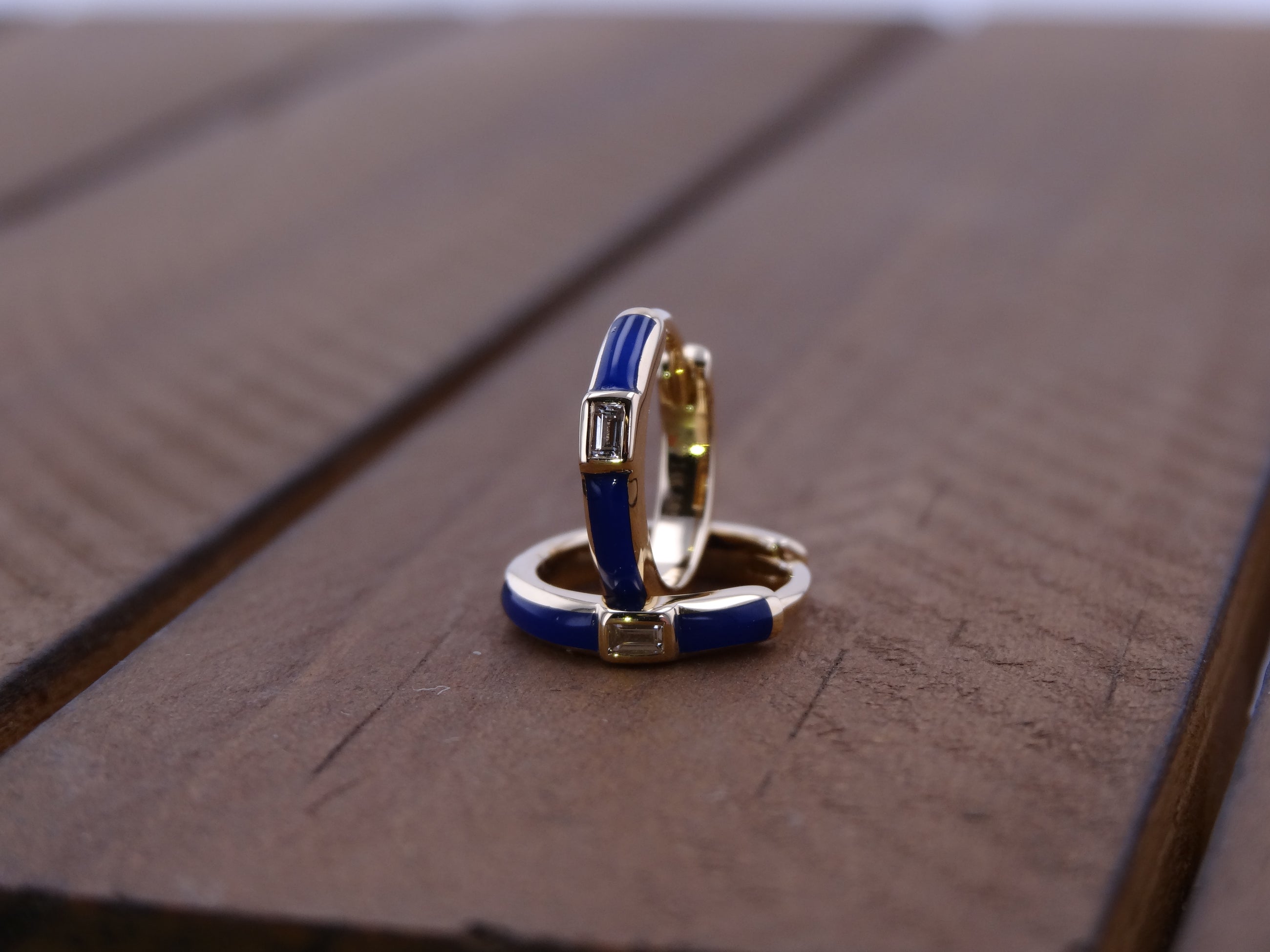 Blue Enamel Huggies.