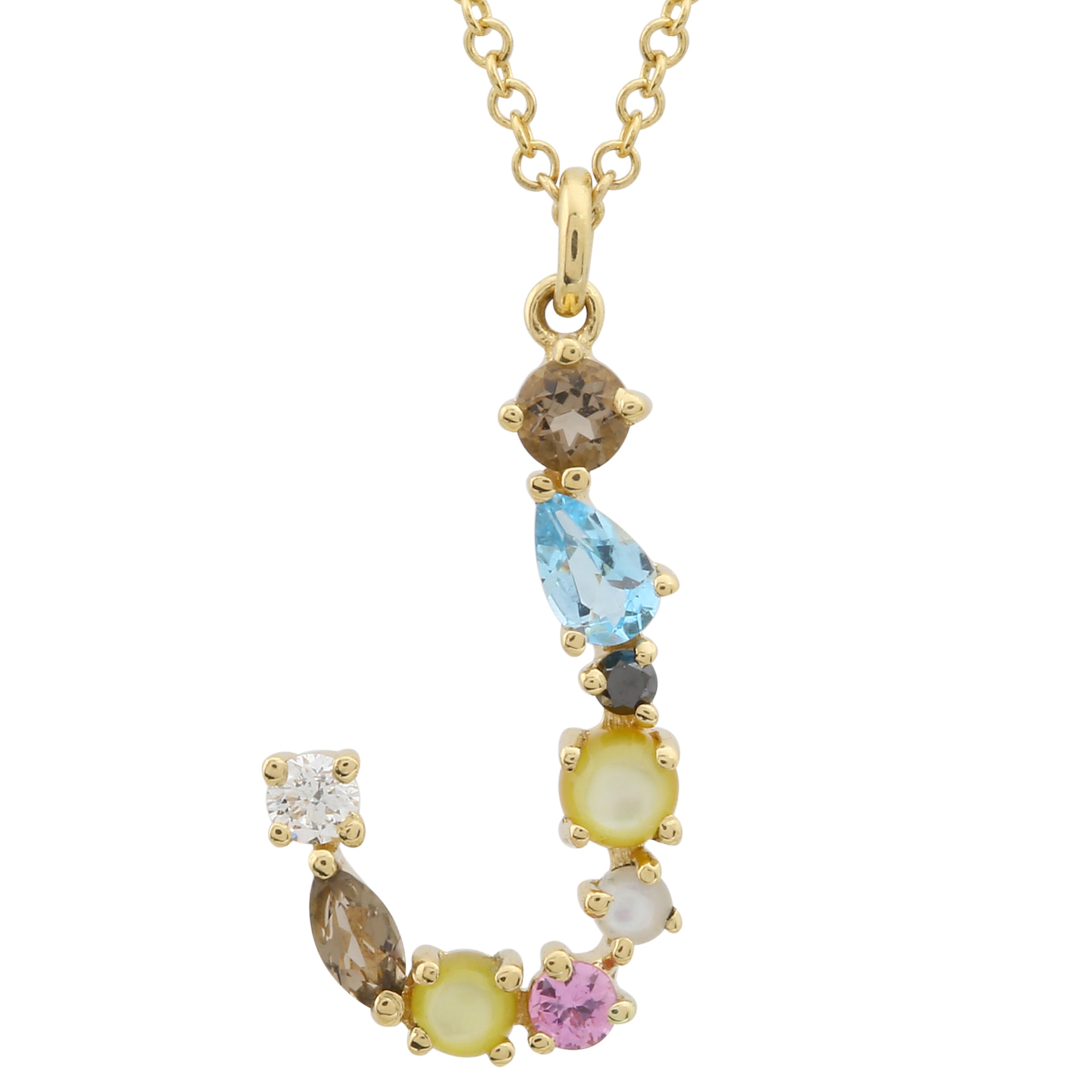 Multi Gemstone Alphabet Necklace.