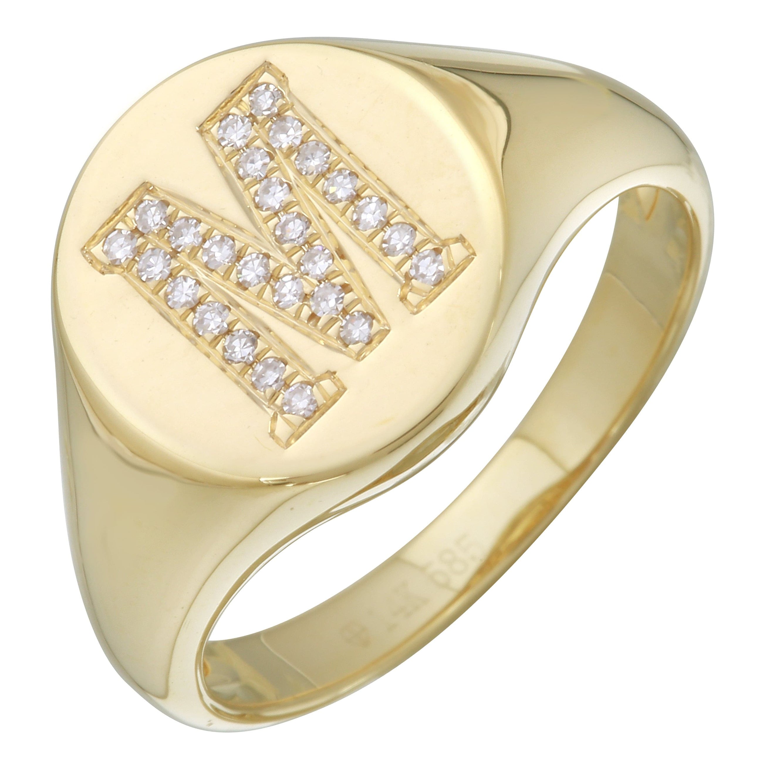 Diamond Initial Signet Ring.