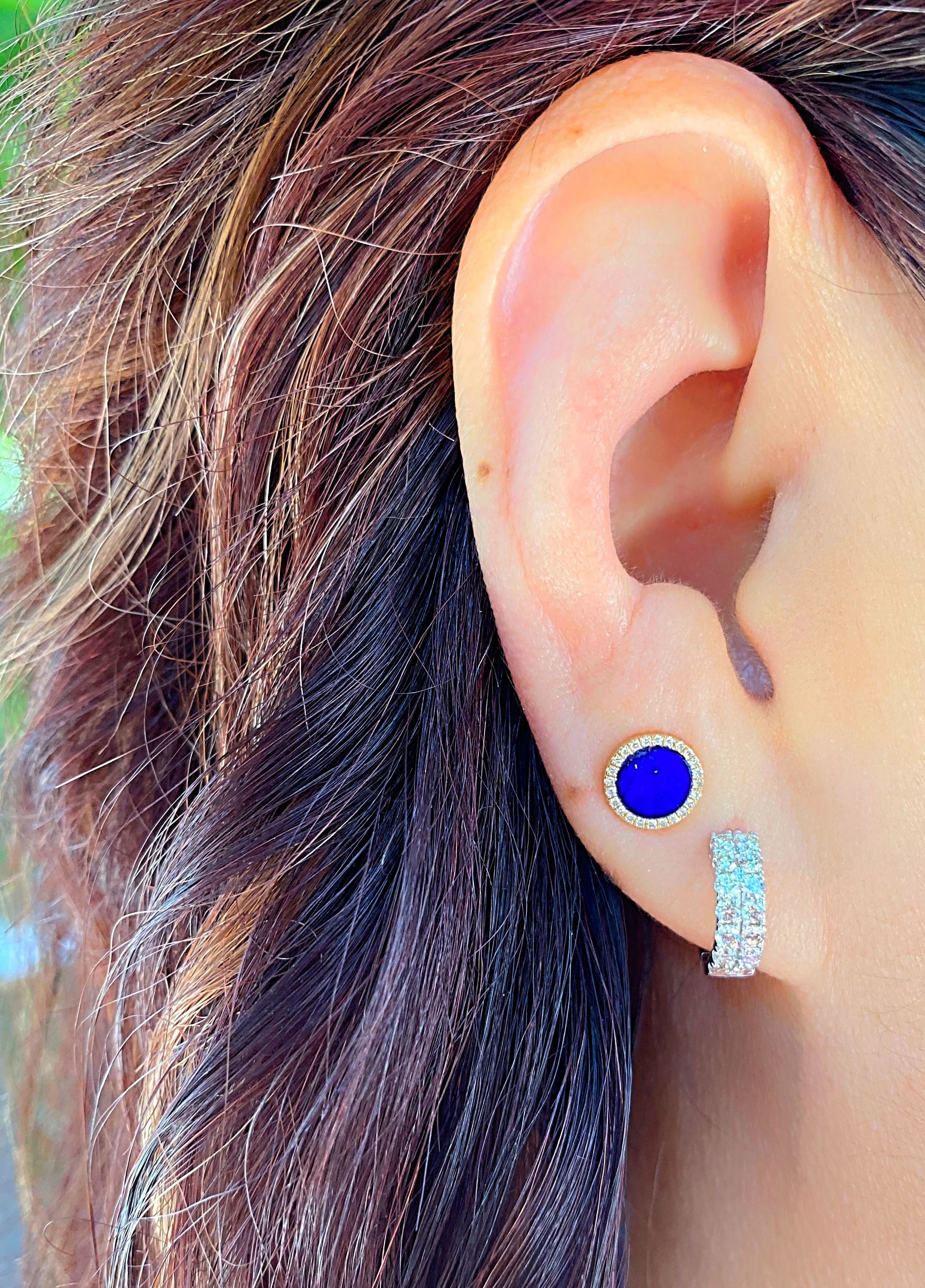 Mini Lapis Halo Earrings.