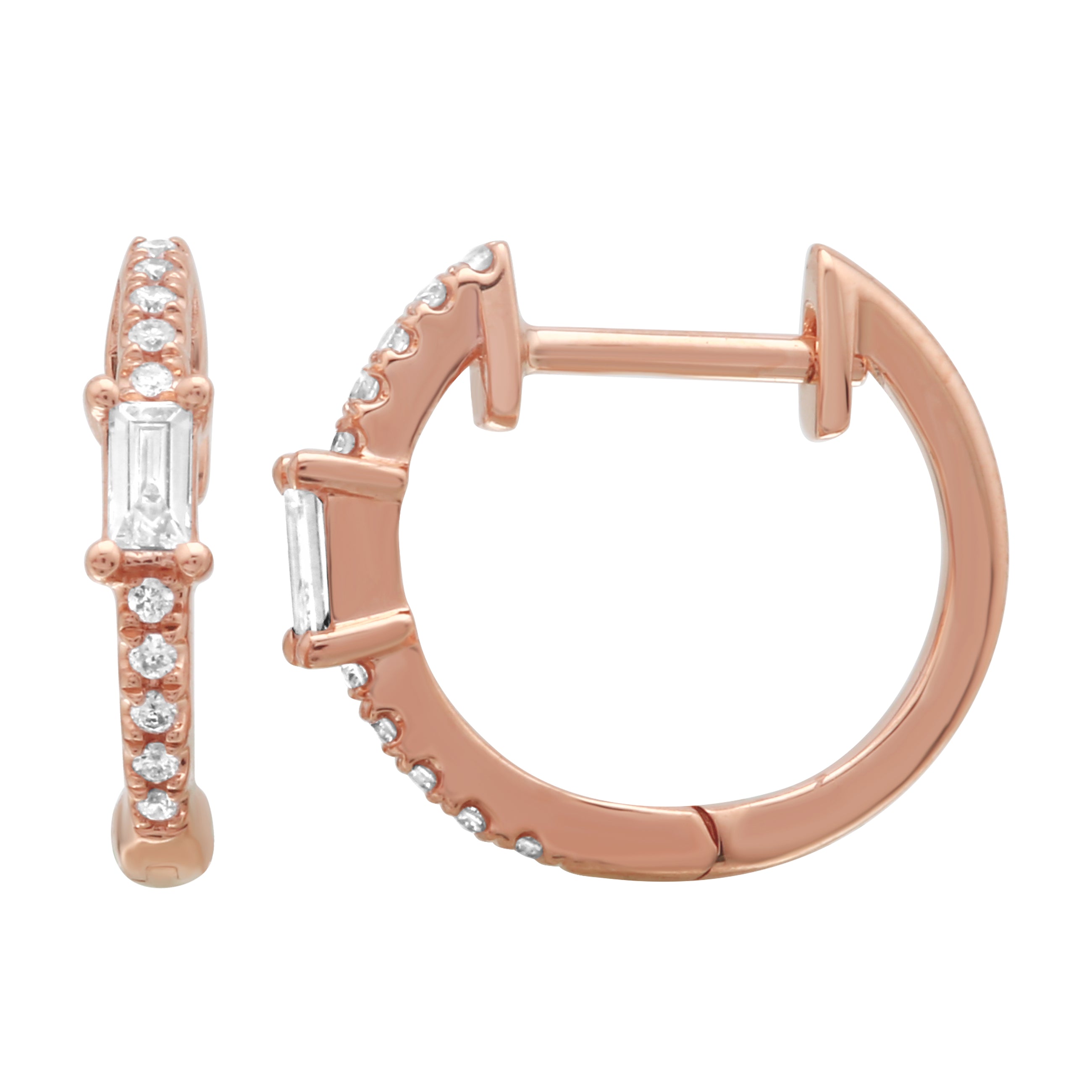 Rose Gold Baguette Hoops.