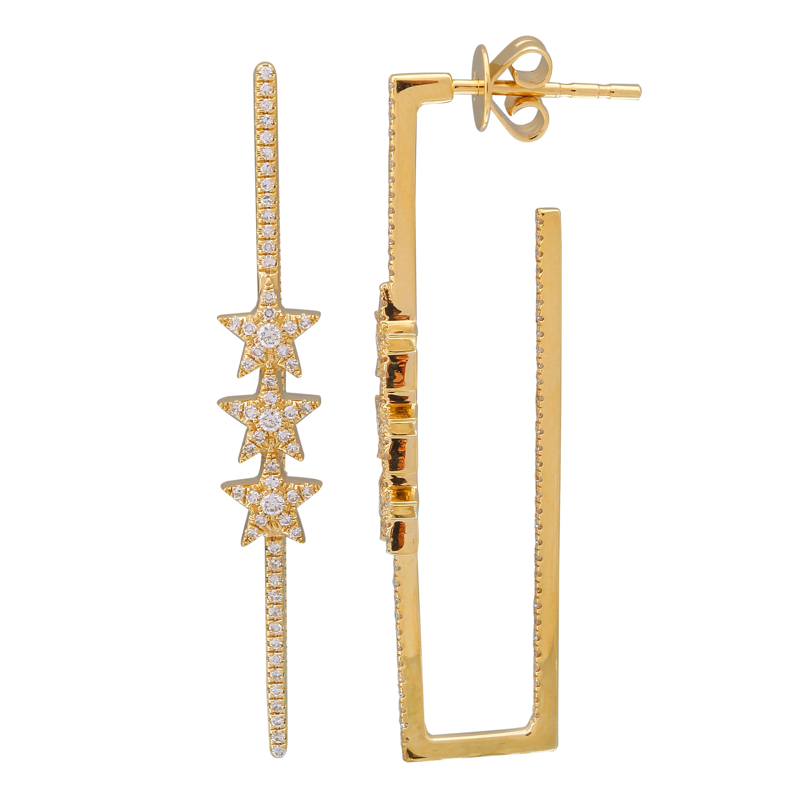 Rectangle Star Drop Earrings.