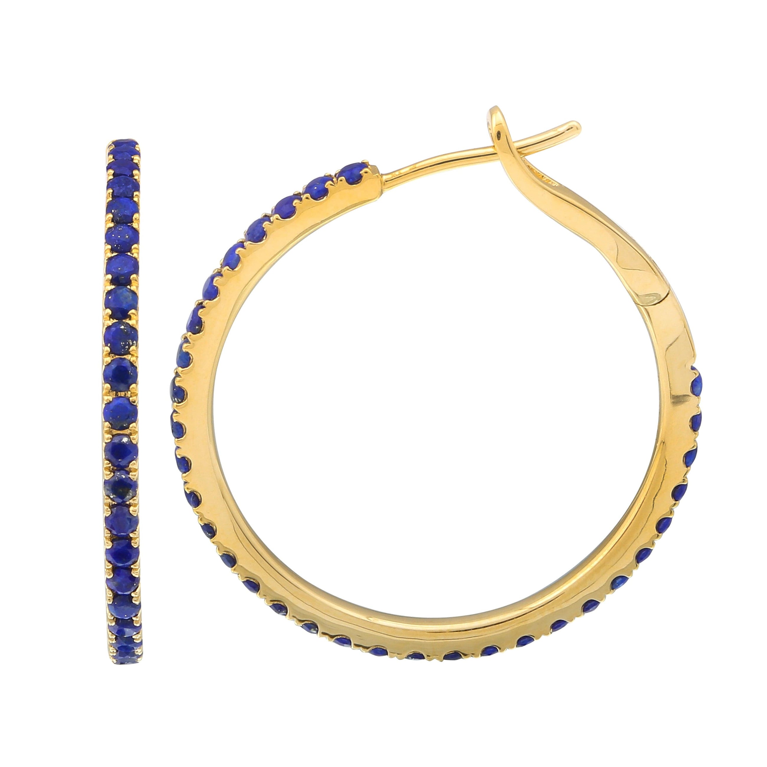 Lapis Hoop Earrings 28mm.