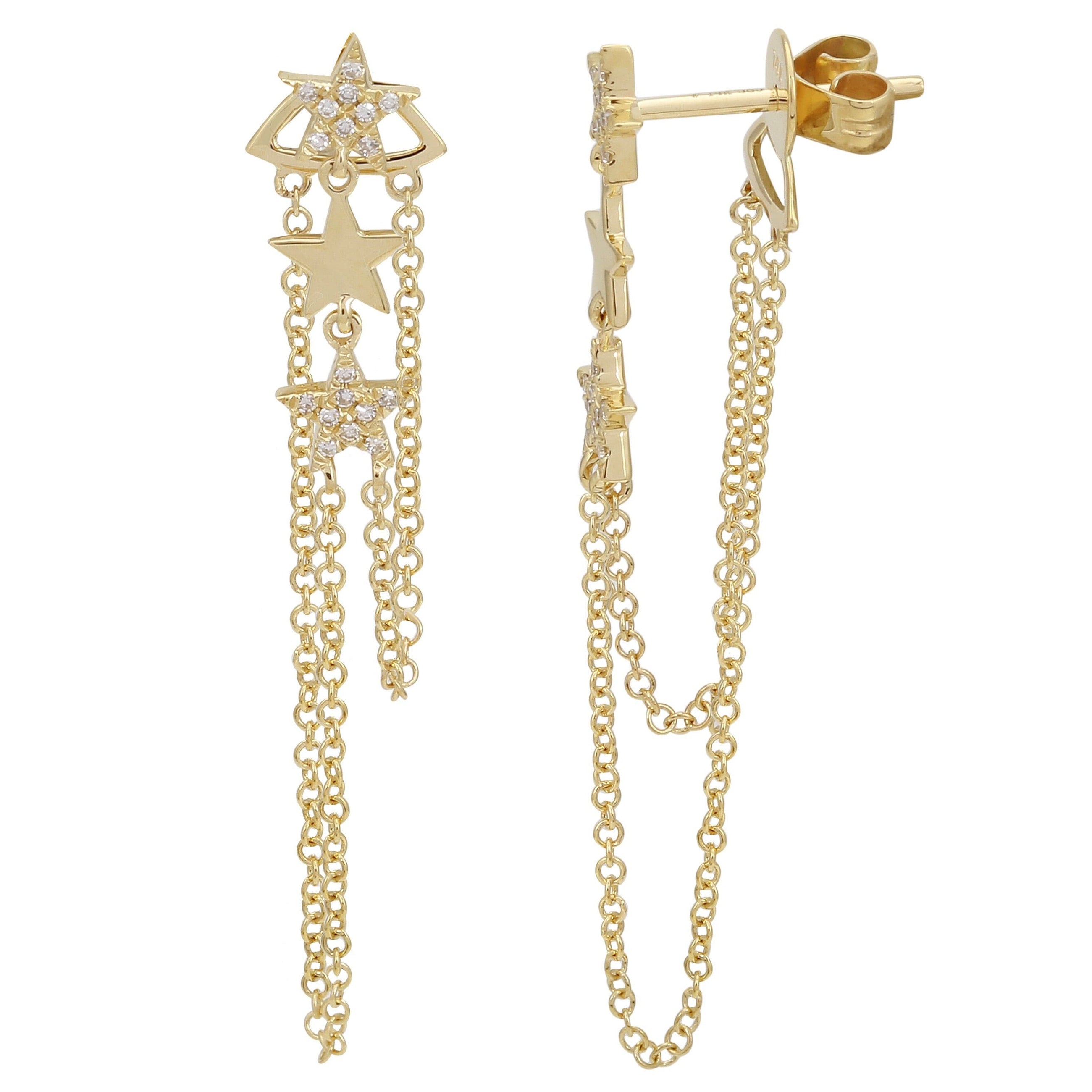 Star Dangle Chain Earrings.