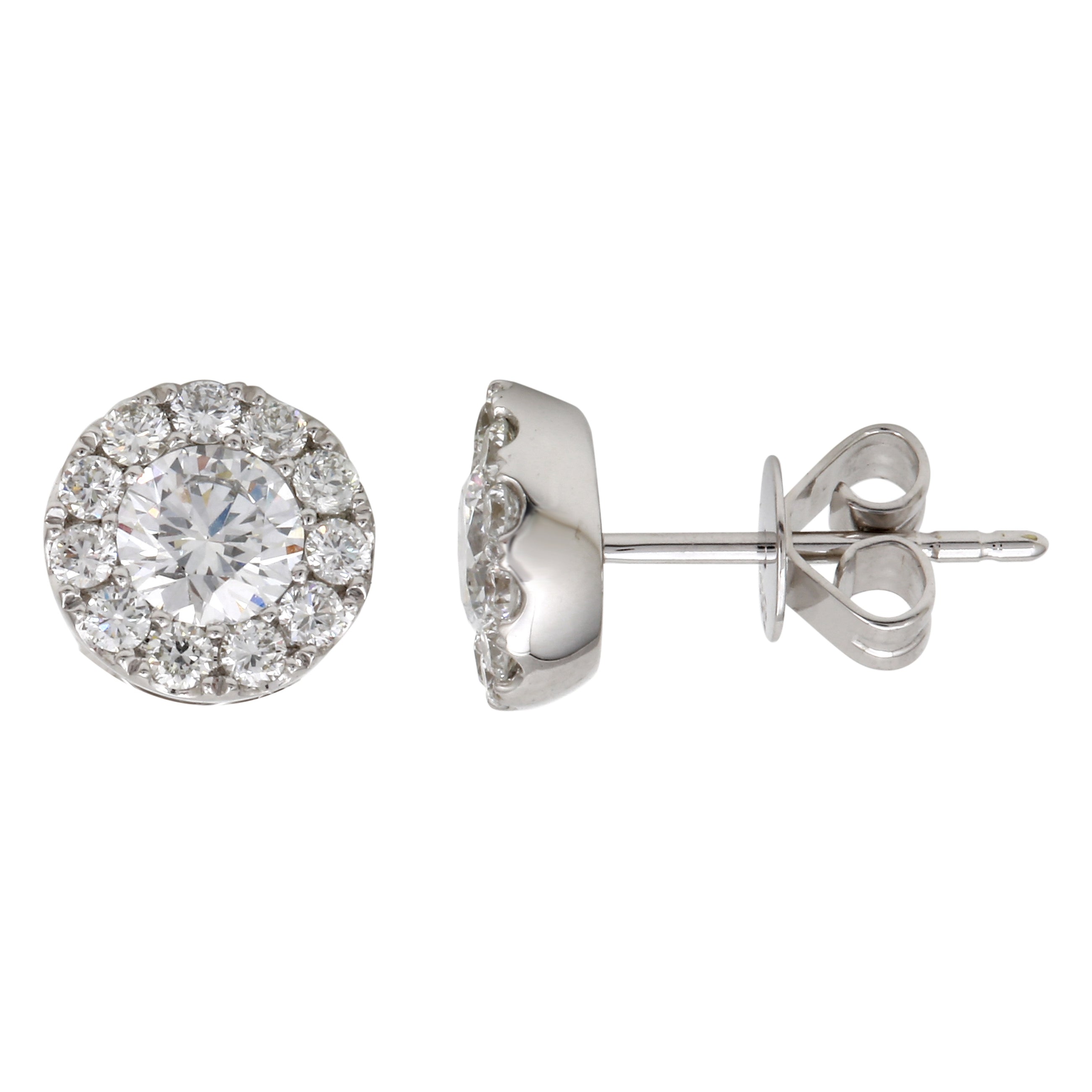 Diamond Halo Stud Earrings.