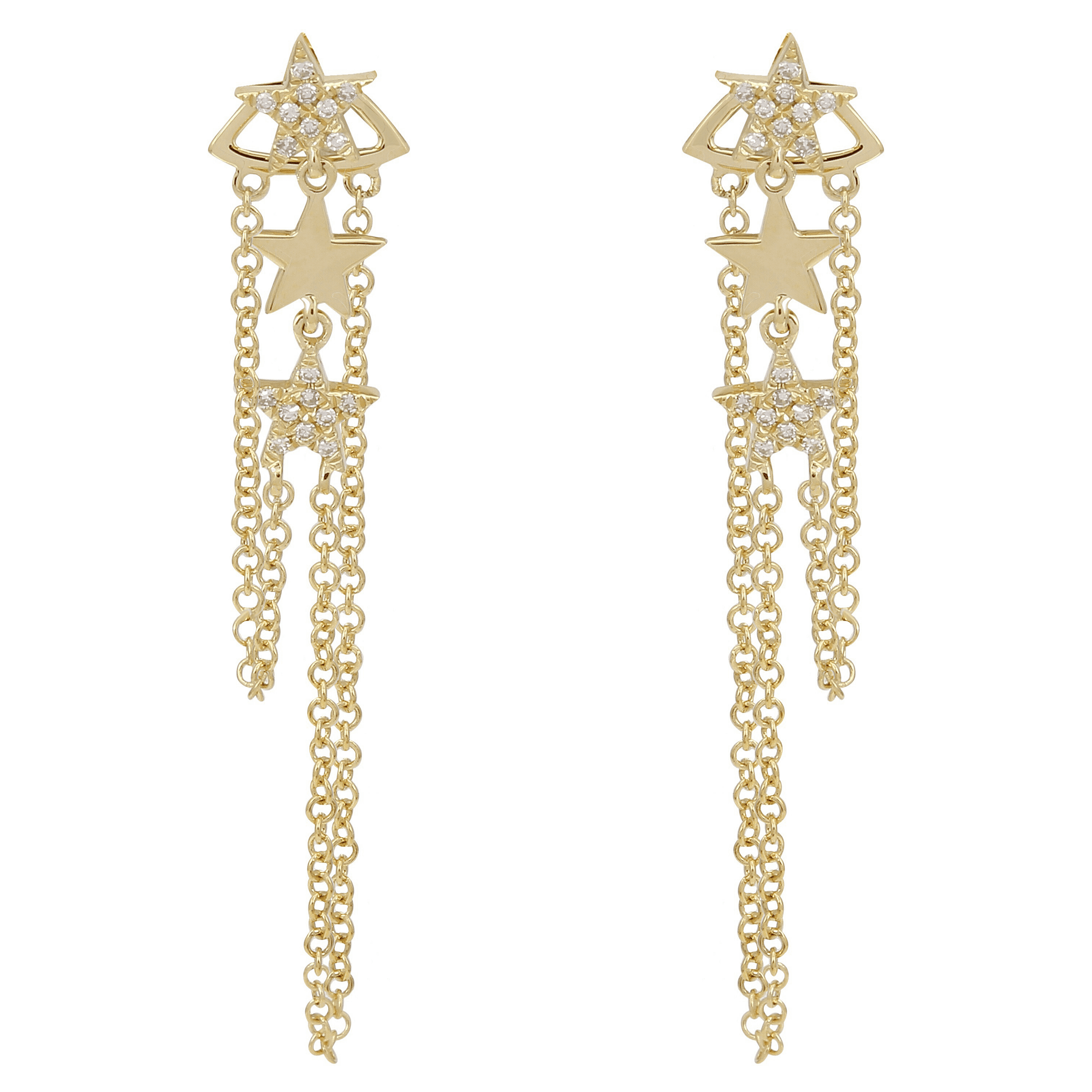 Star Dangle Chain Earrings.