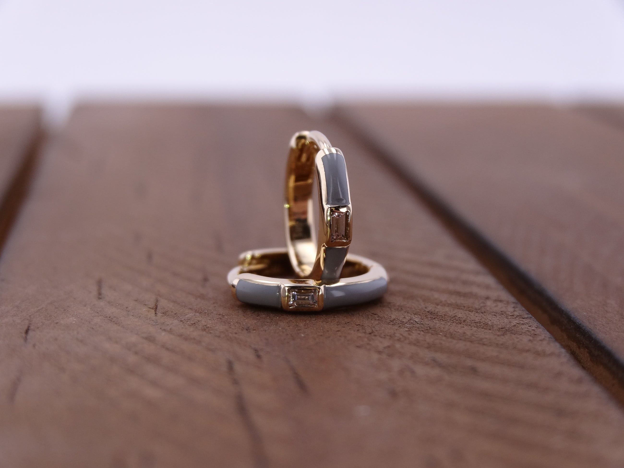 Grey Enamel Huggies.