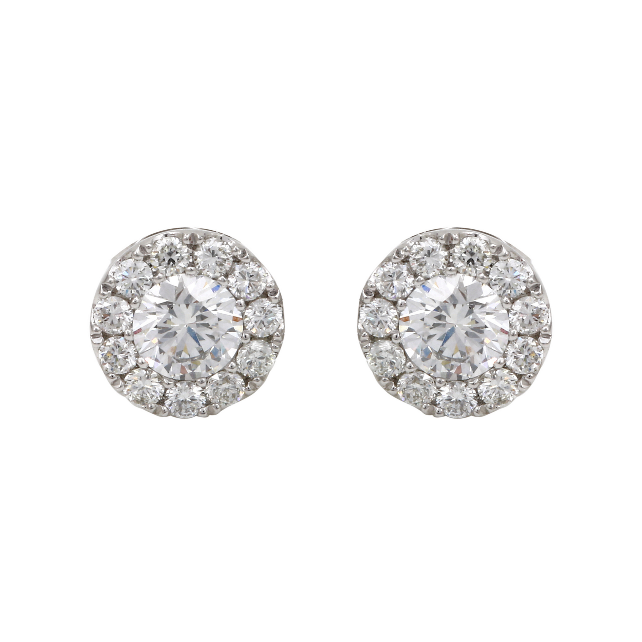 Diamond Halo Stud Earrings.