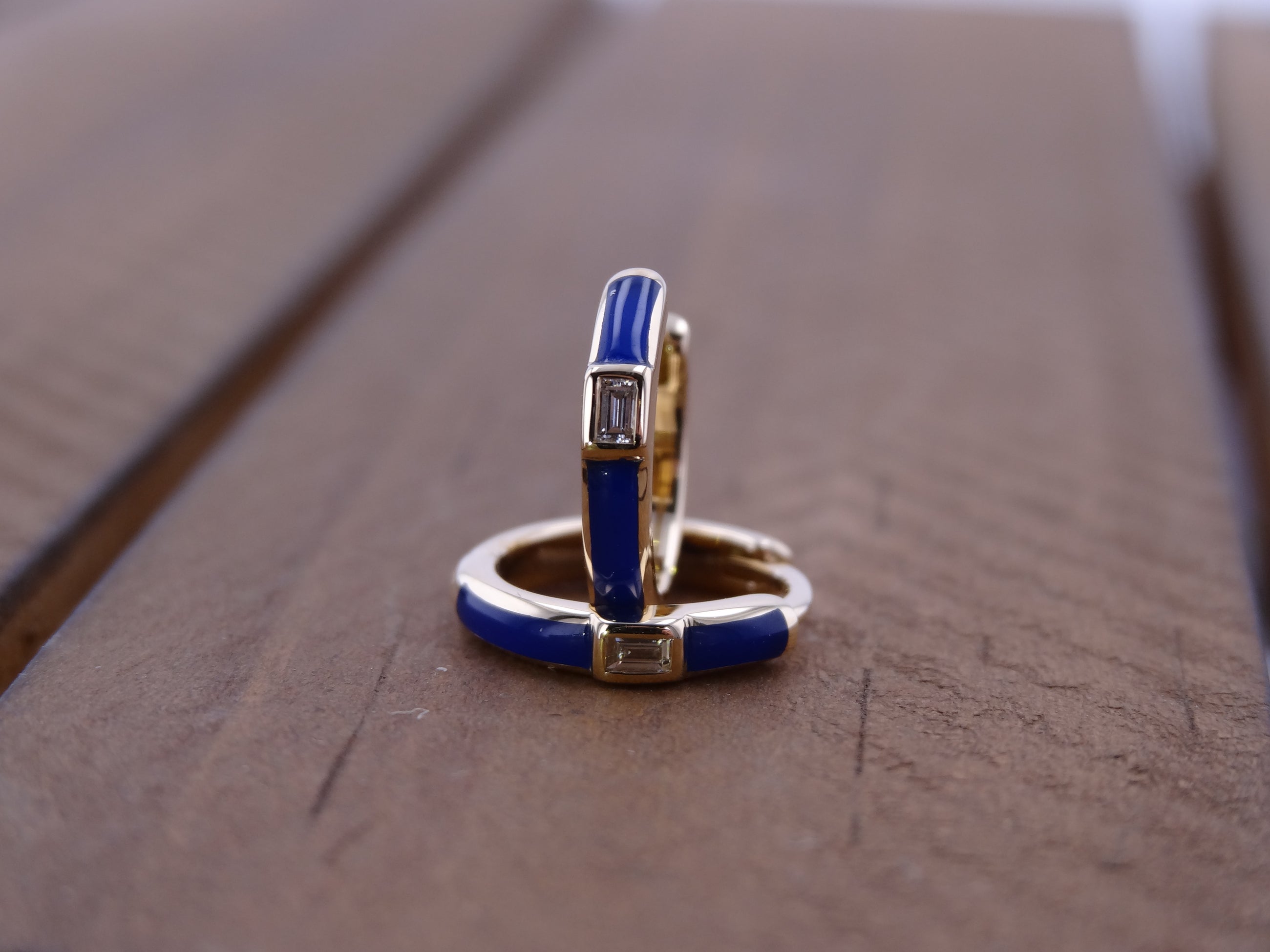 Blue Enamel Huggies.