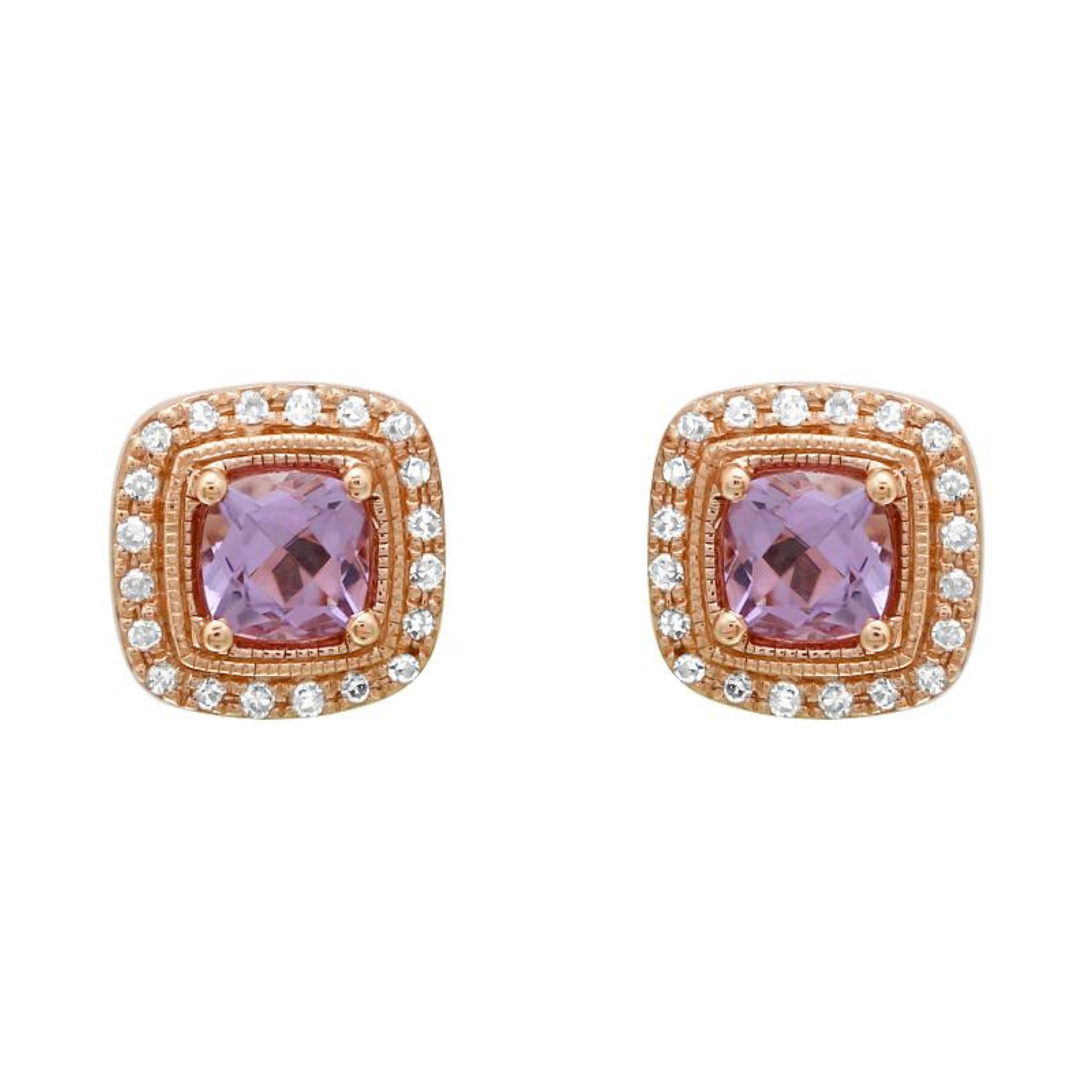 Amethyst Cushion Stud Earrings.