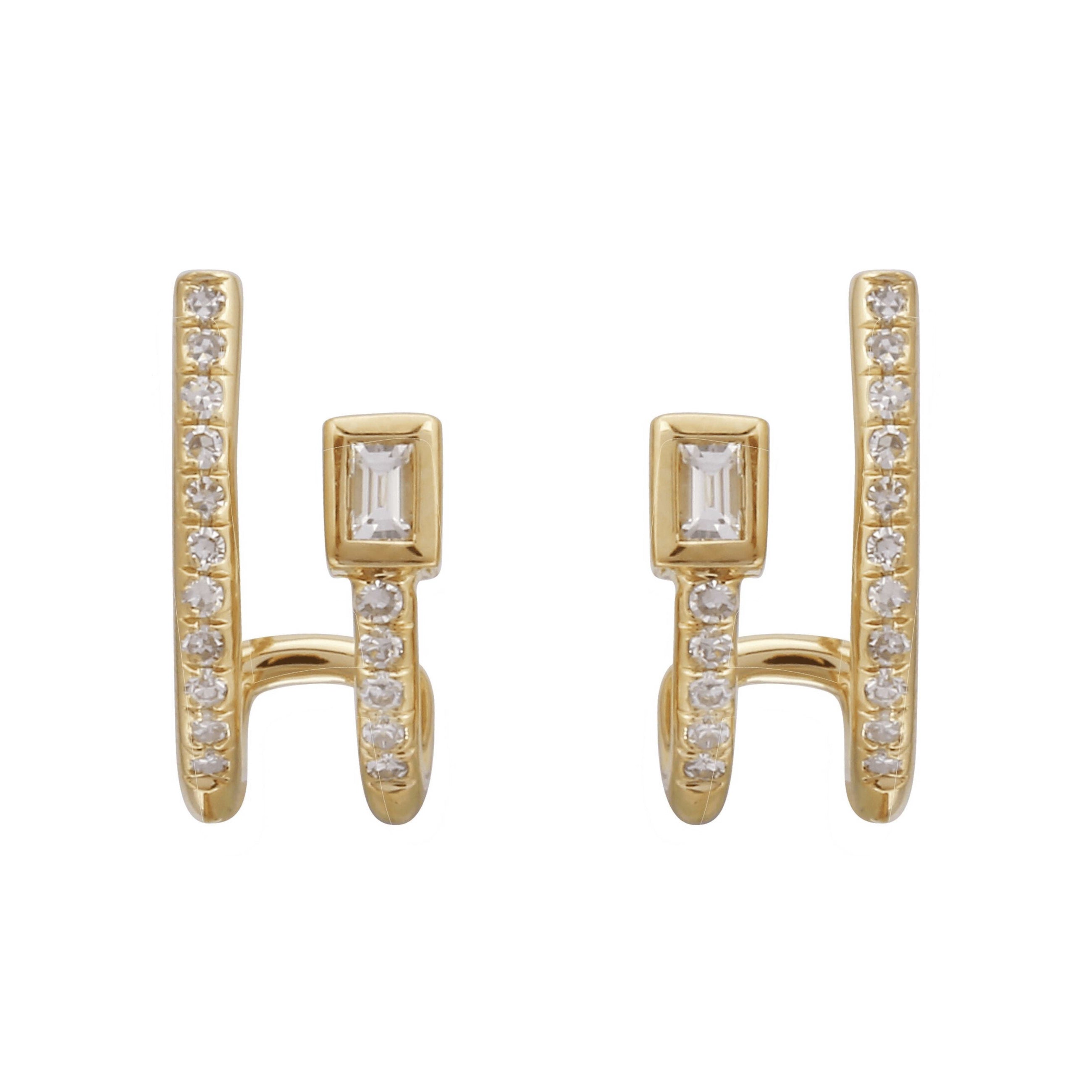 Baguette Lobe Cuff Earrings.