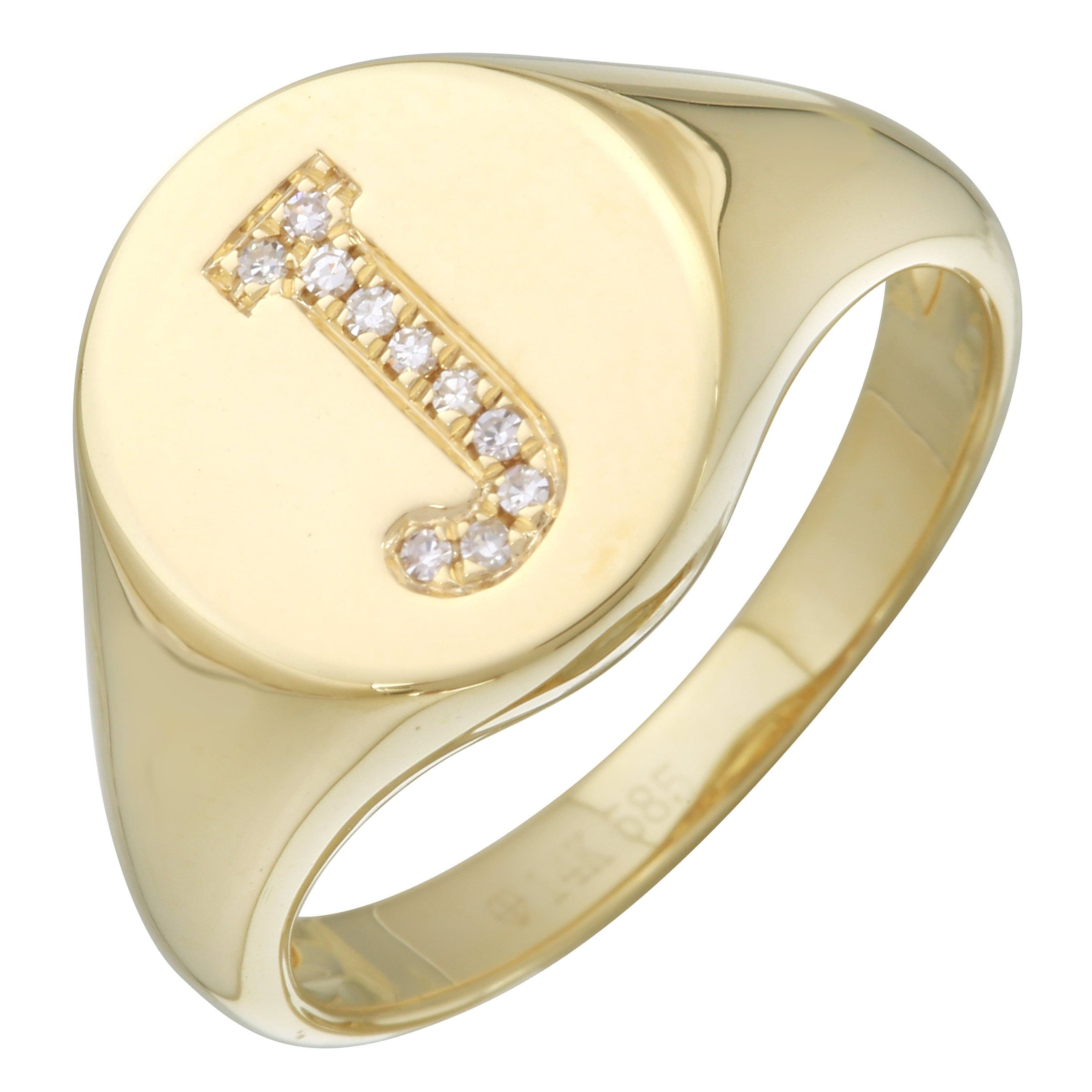 Diamond Initial Signet Ring.