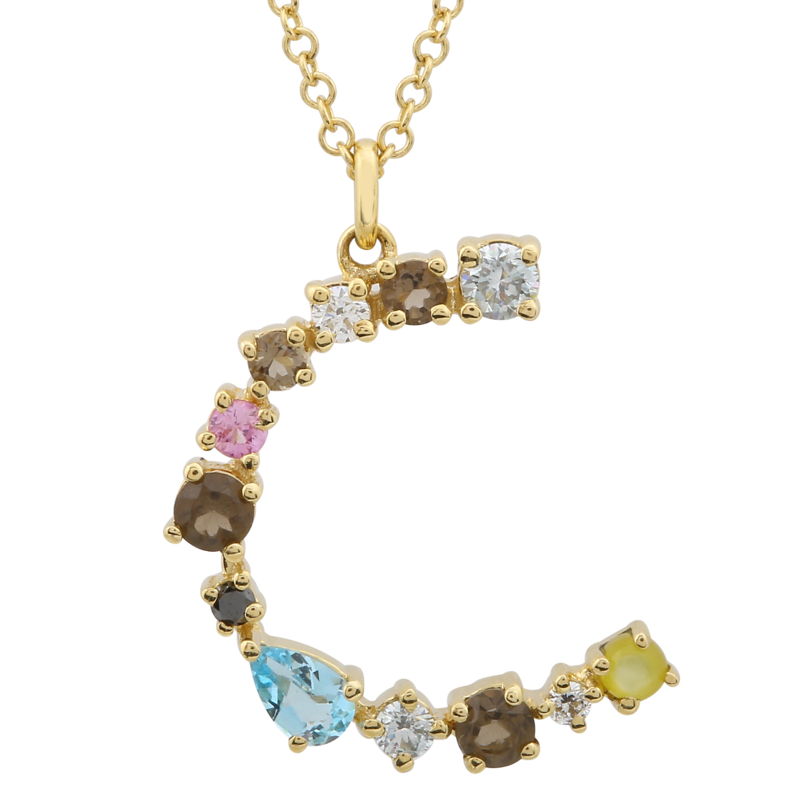 Multi Gemstone Alphabet Necklace.