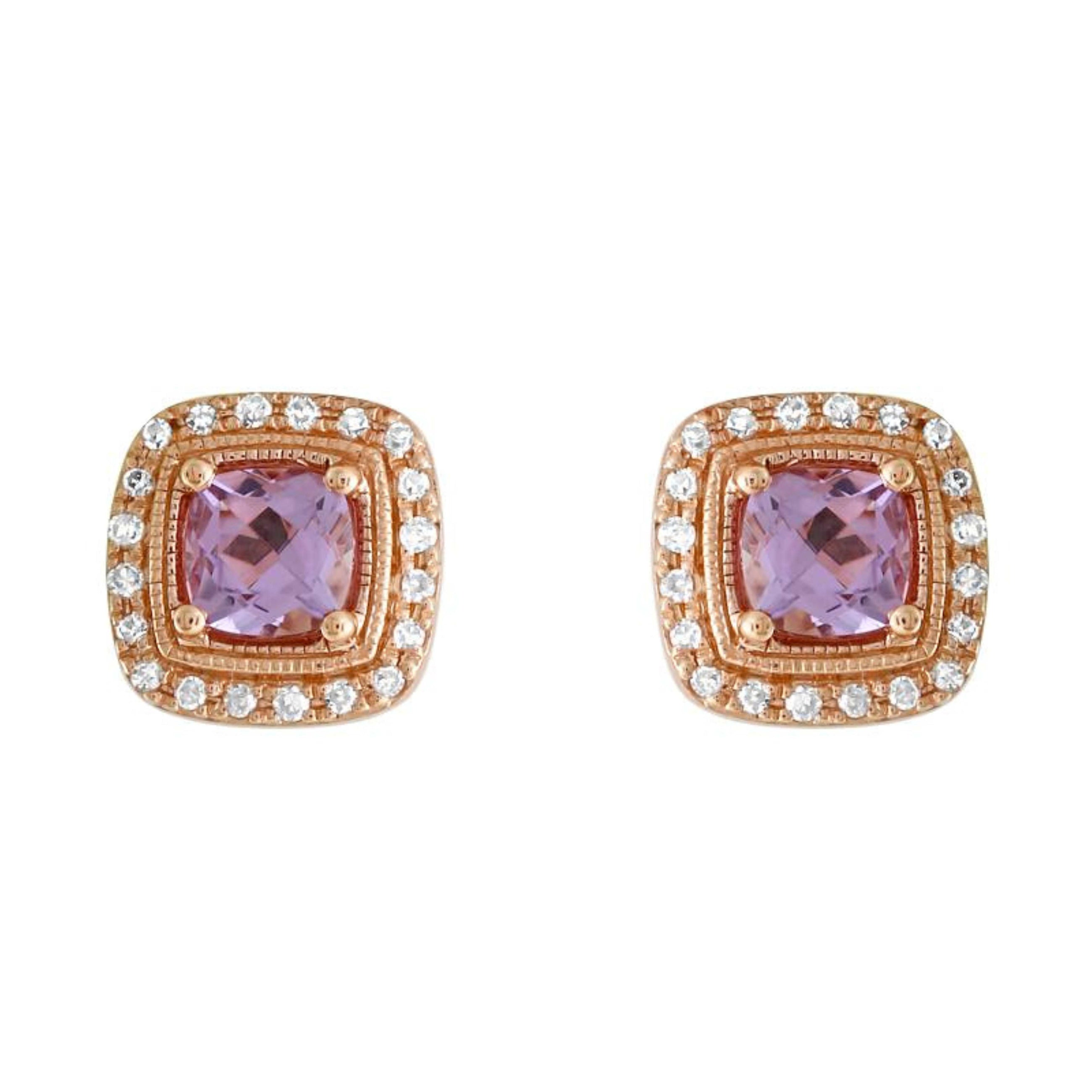 Amethyst Cushion Stud Earrings.