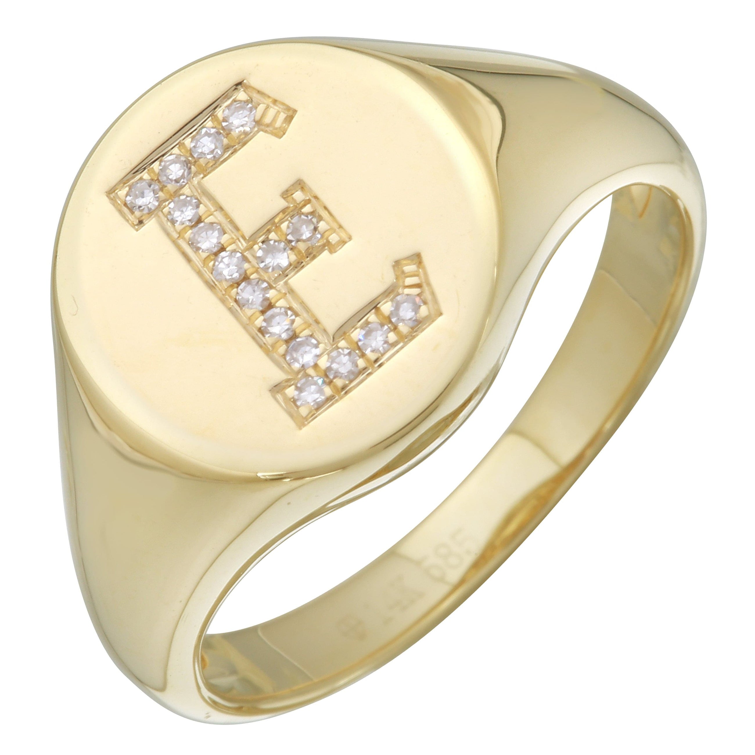 Diamond Initial Signet Ring.