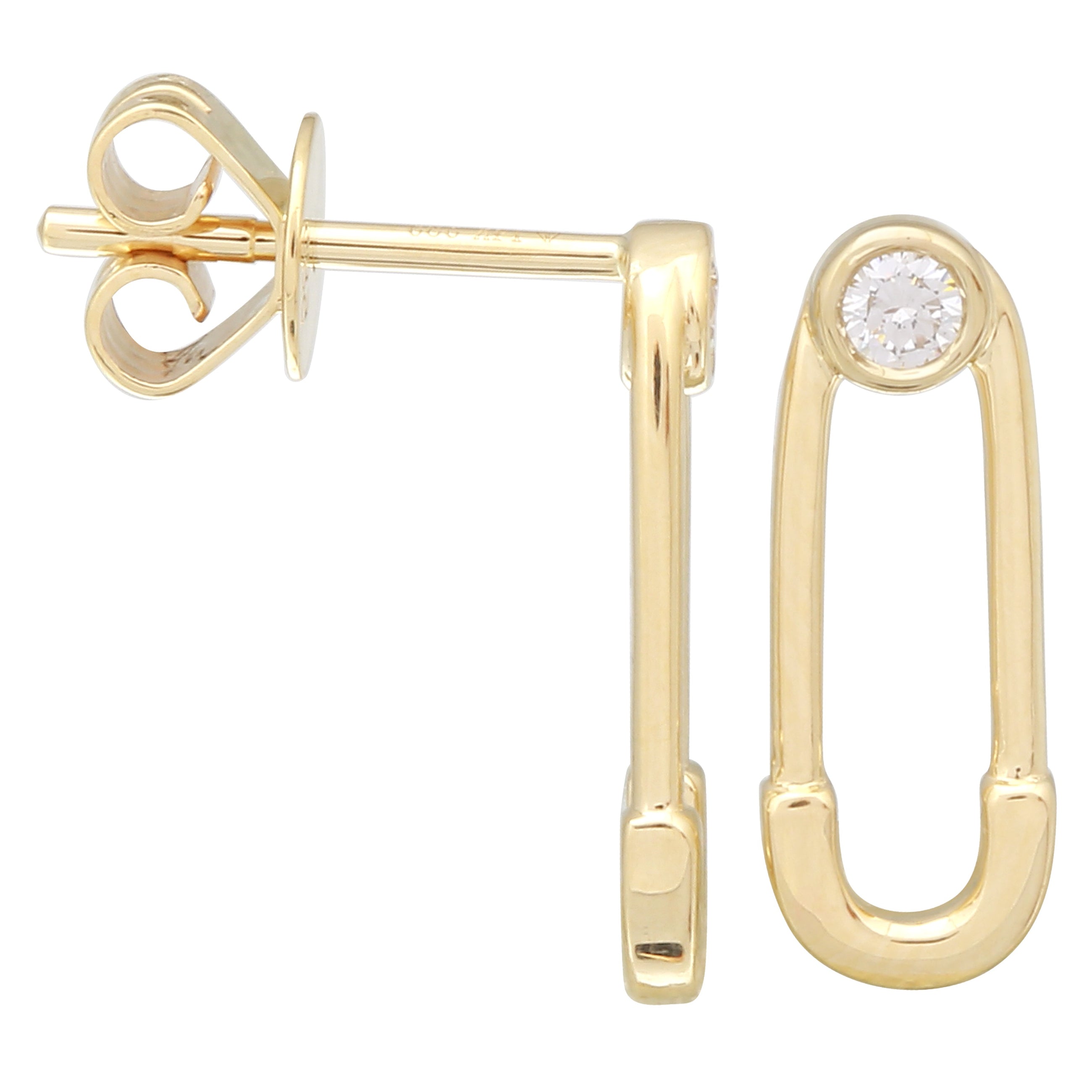 Bezel Safety Pin Earrings.