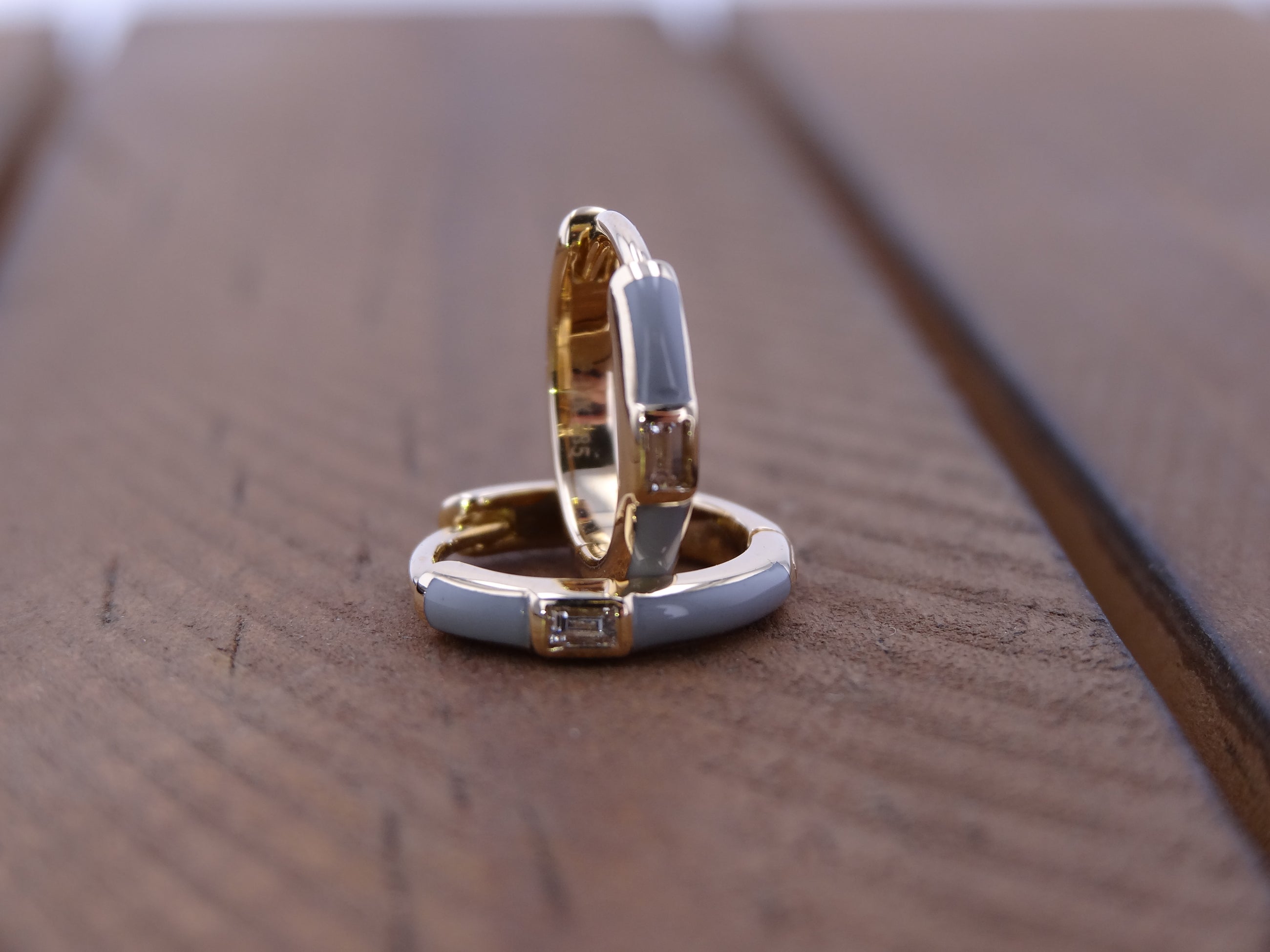 Grey Enamel Huggies.