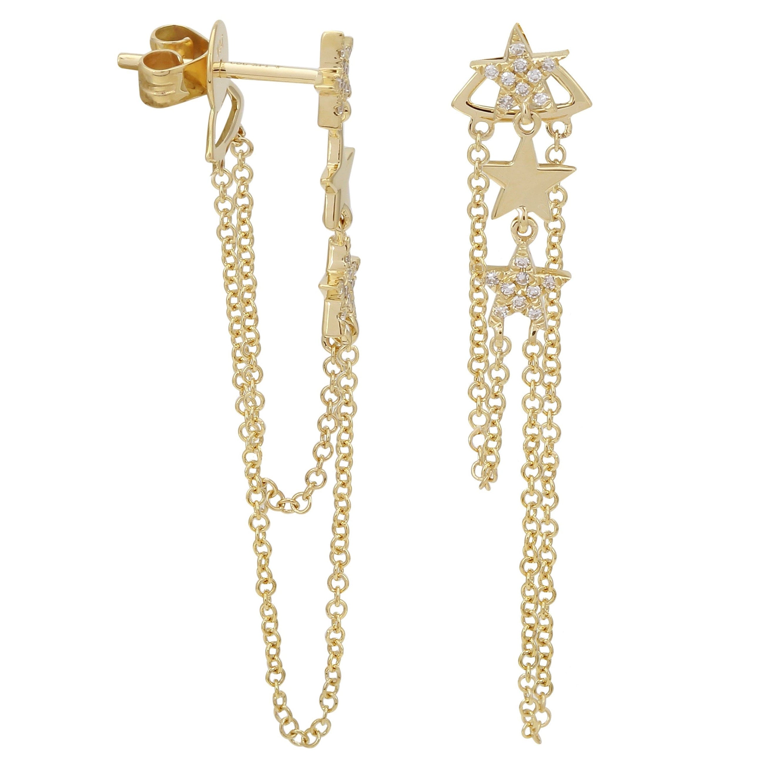 Star Dangle Chain Earrings.