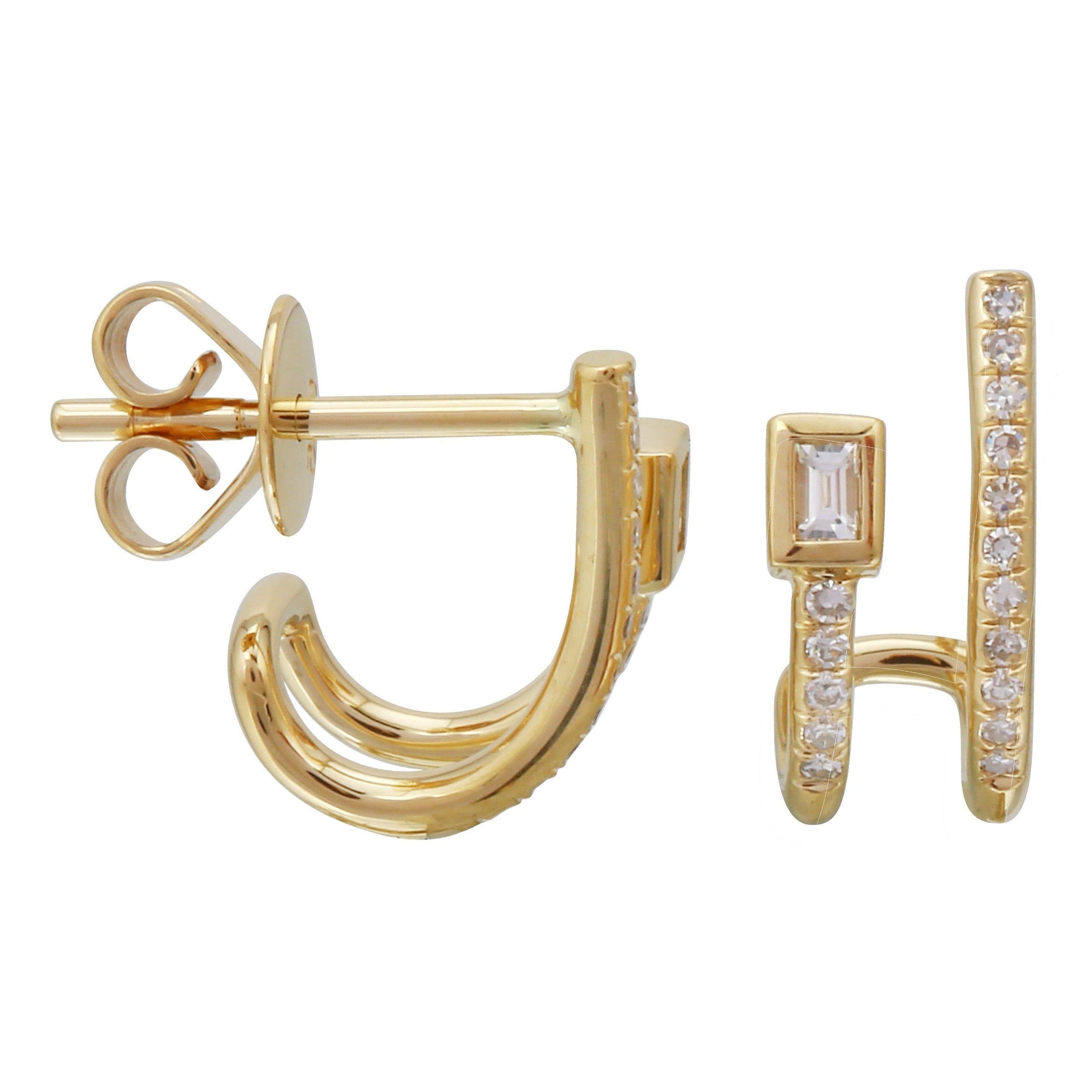 Baguette Lobe Cuff Earrings.
