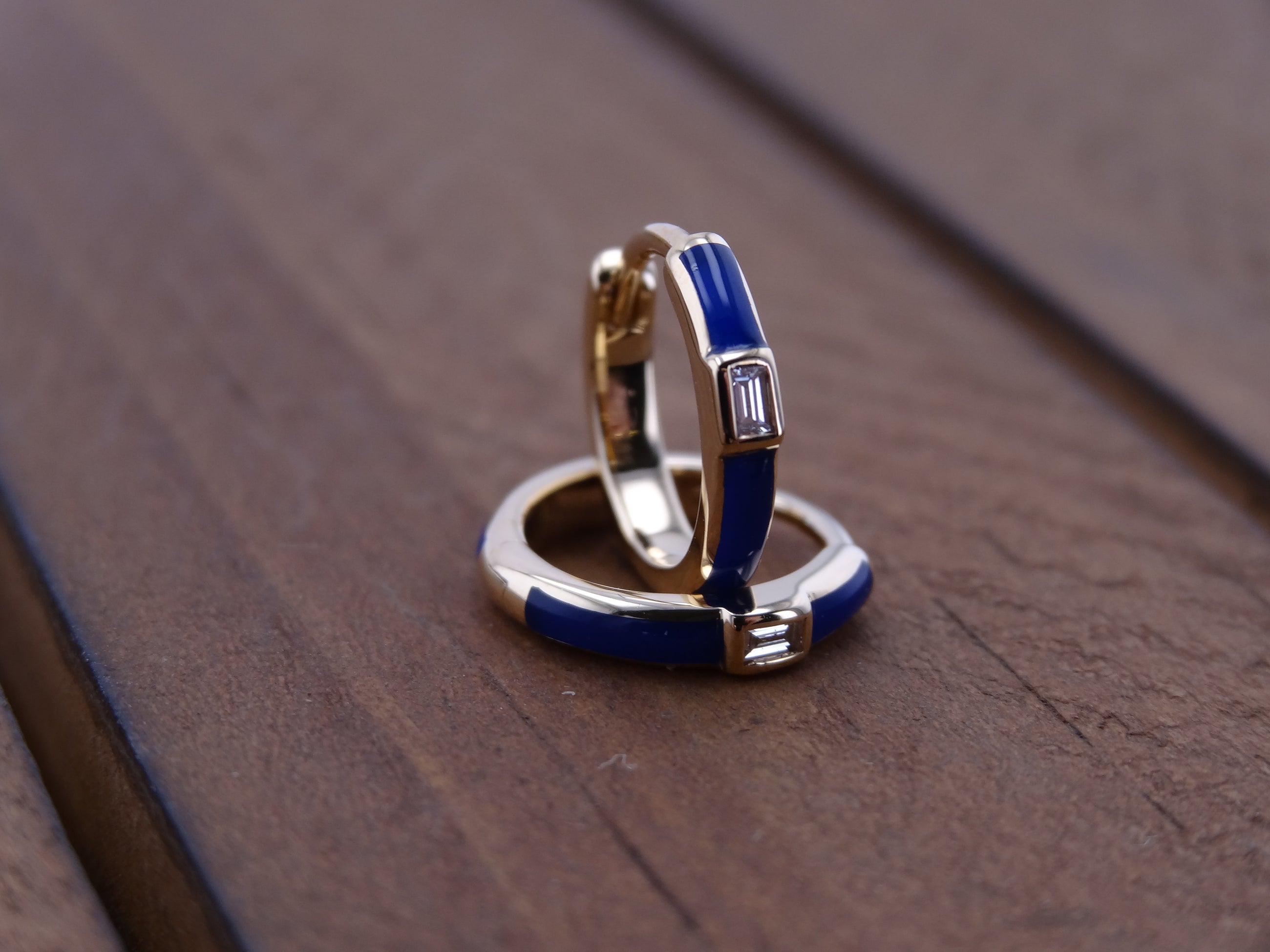 Blue Enamel Huggies.