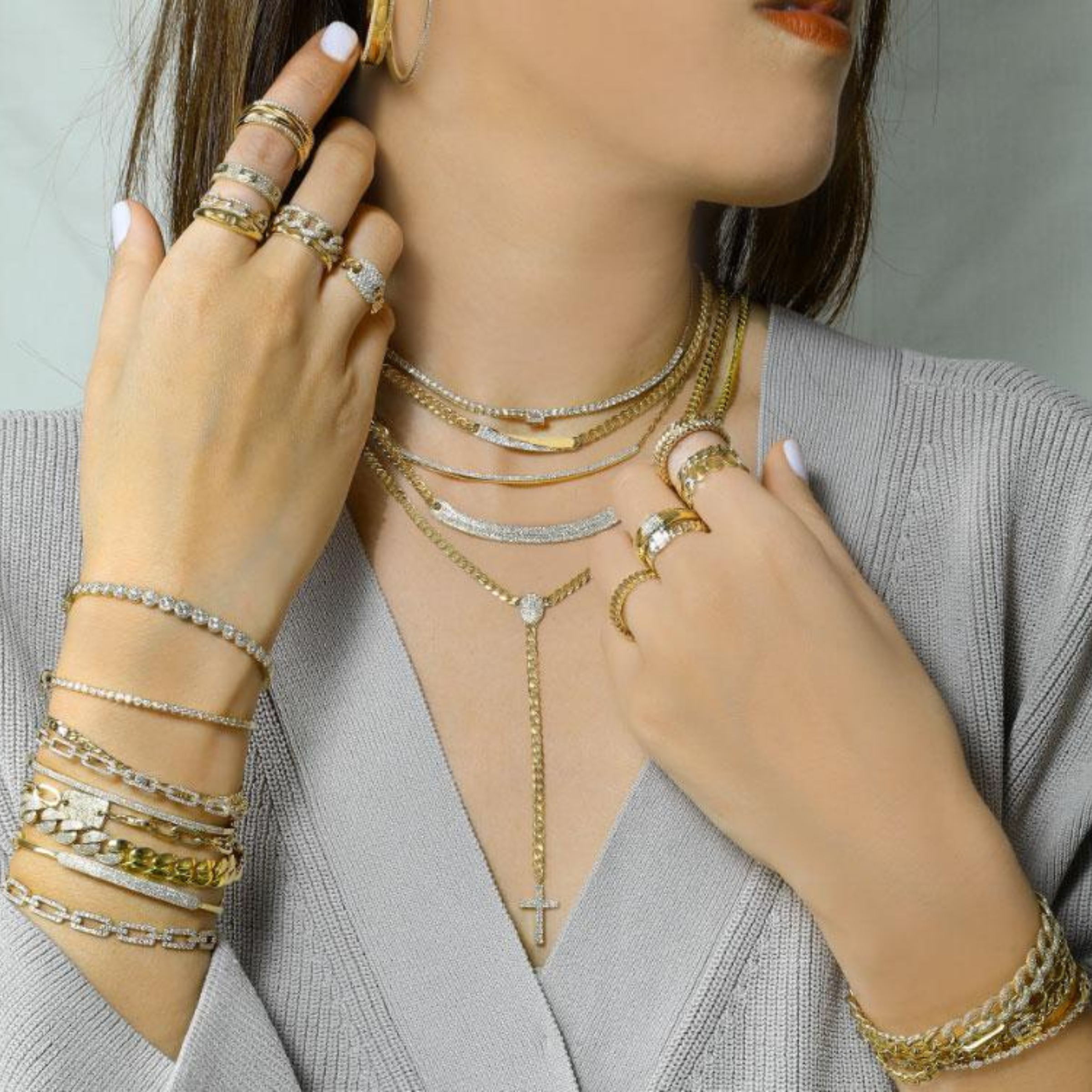 Cuban Link Chain Cross Y-Necklace.