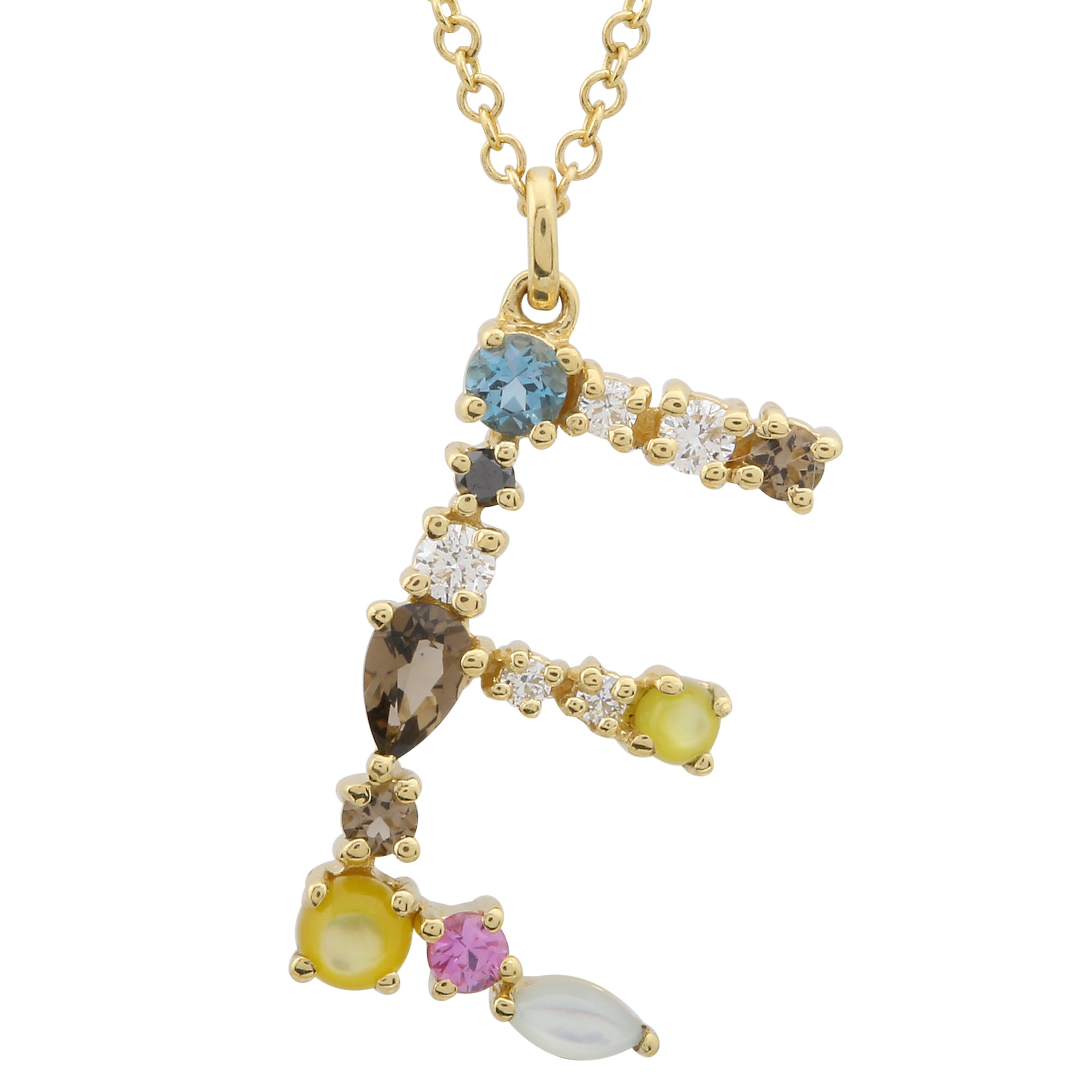 Multi Gemstone Alphabet Necklace.