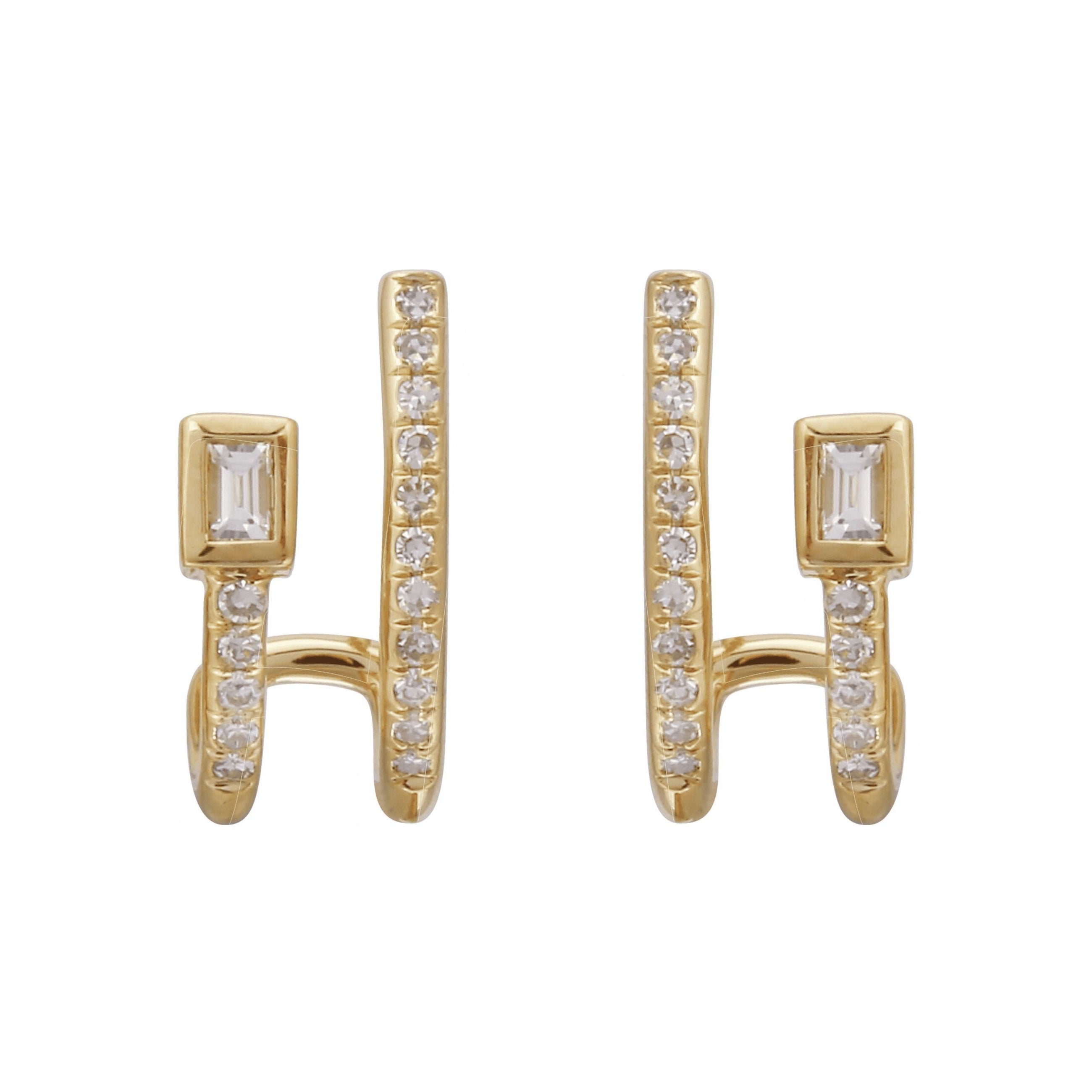 Baguette Lobe Cuff Earrings.