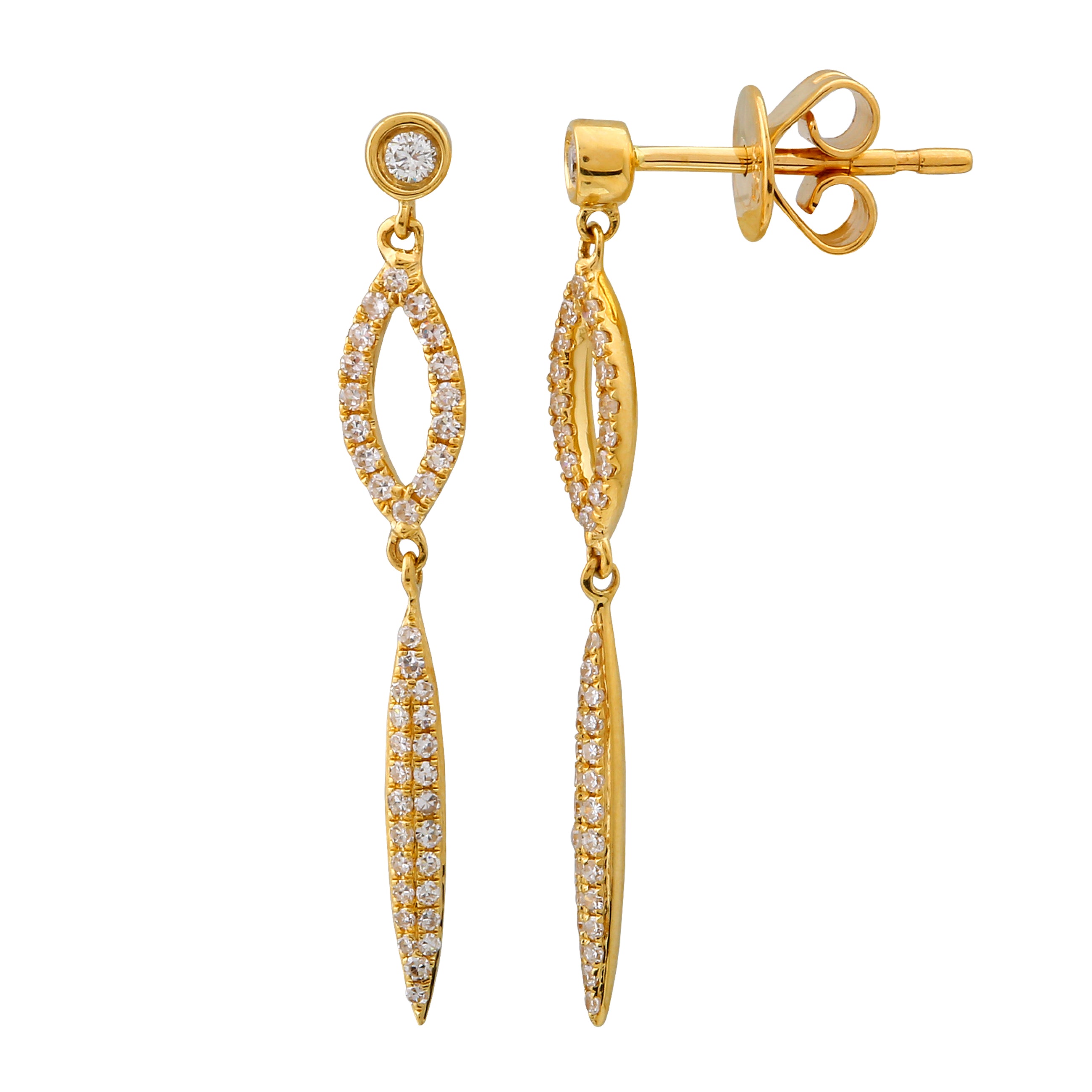 Dangling Diamond Spike Earrings.