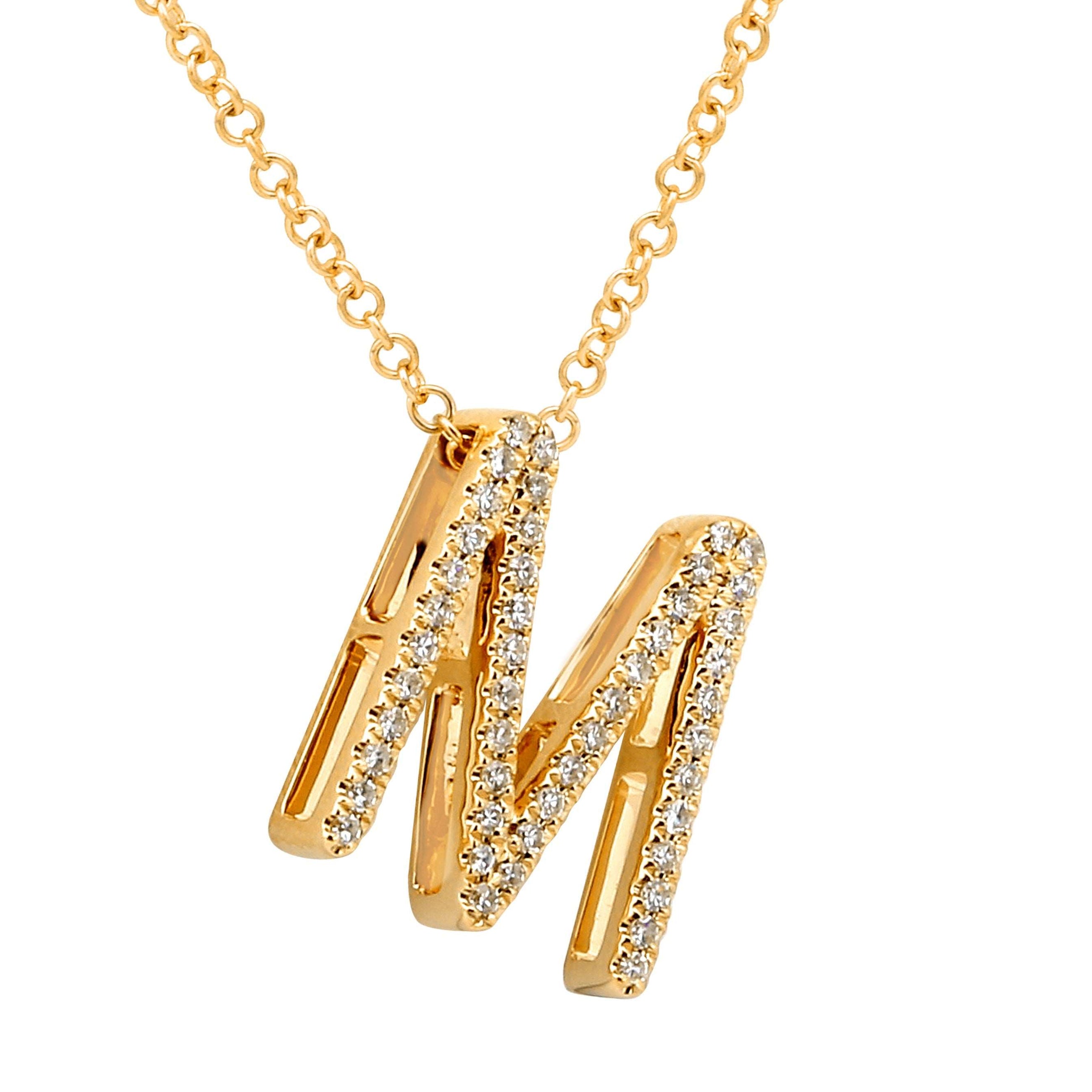 3D Initial Diamond Necklace.