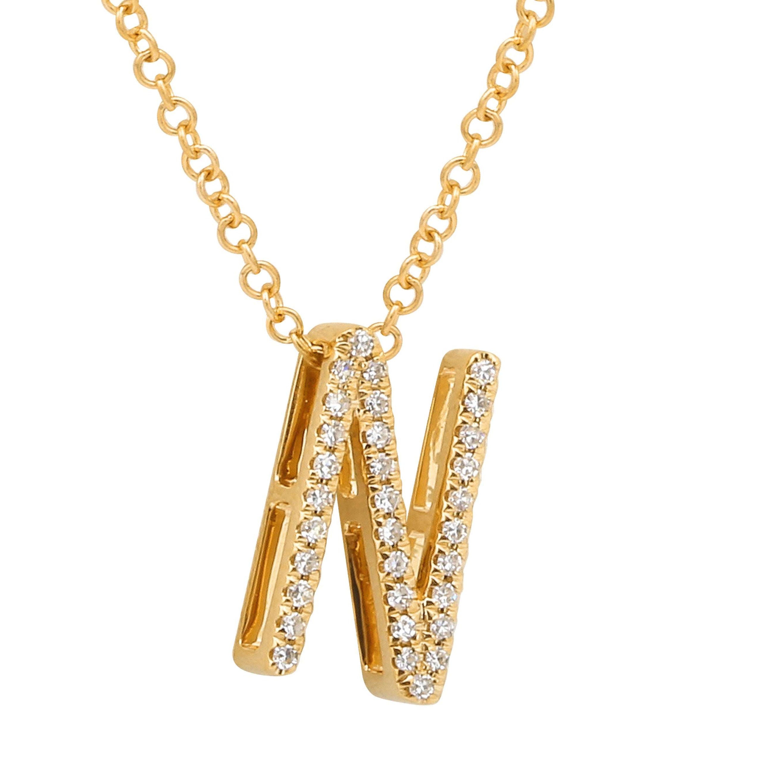 3D Initial Diamond Necklace.