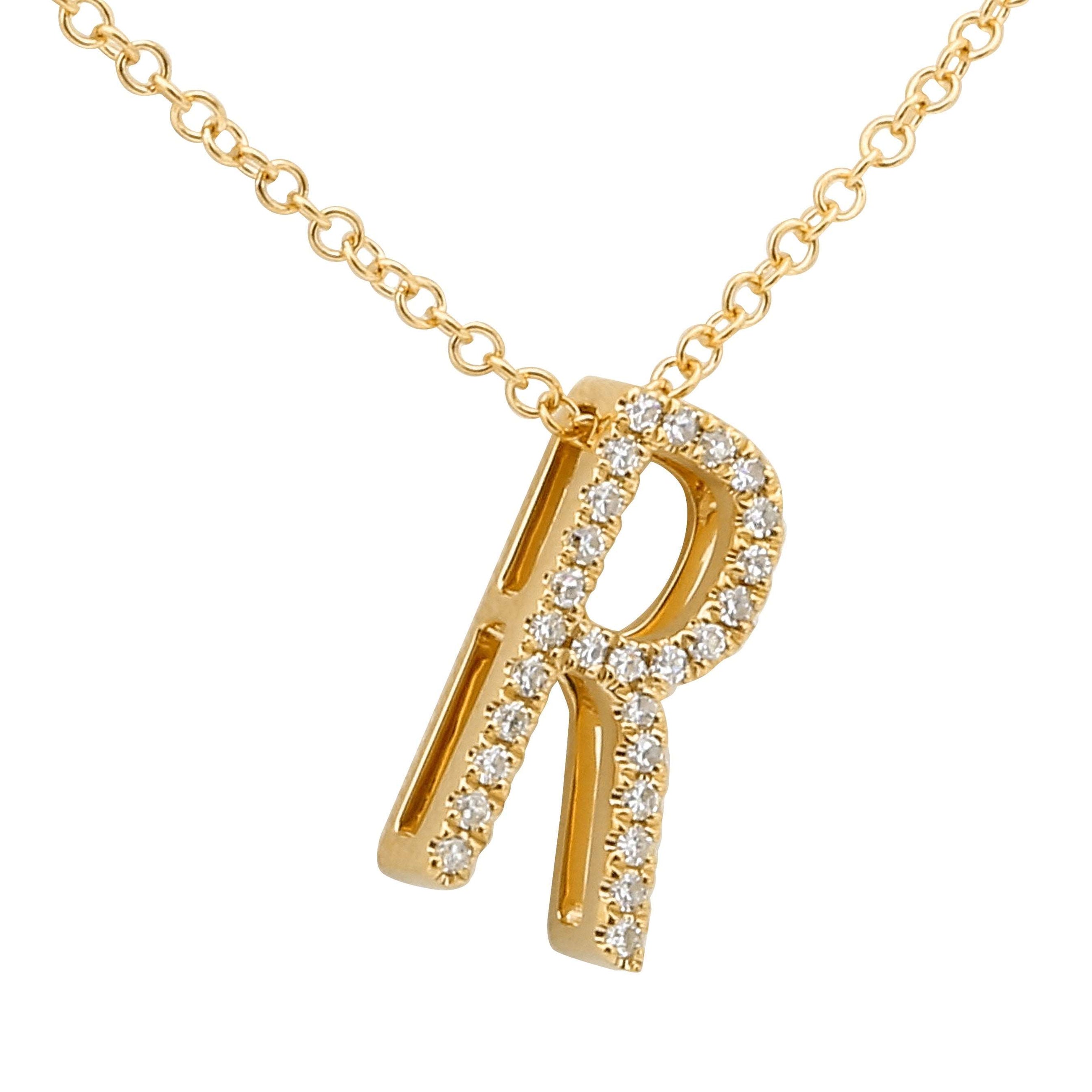3D Initial Diamond Necklace.