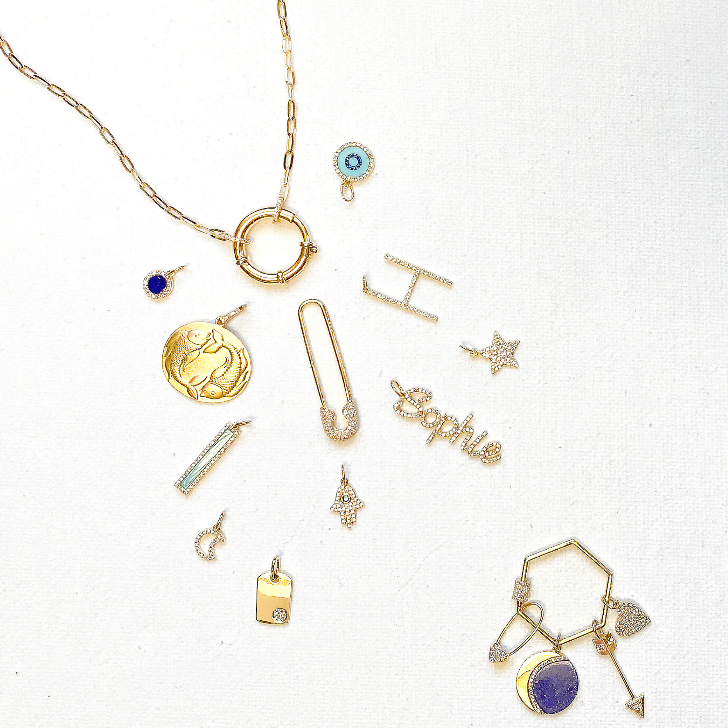 Spring Clasp Pendant Paperclip Necklace.